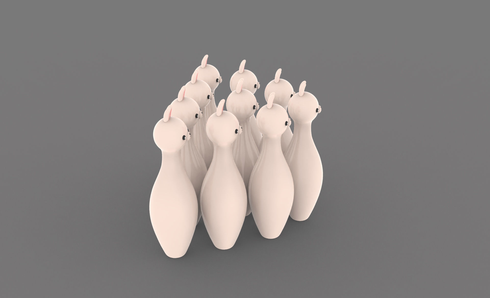 Cartoon Rabbit Bowling And Ball Bowling Low-poly 3D model_21