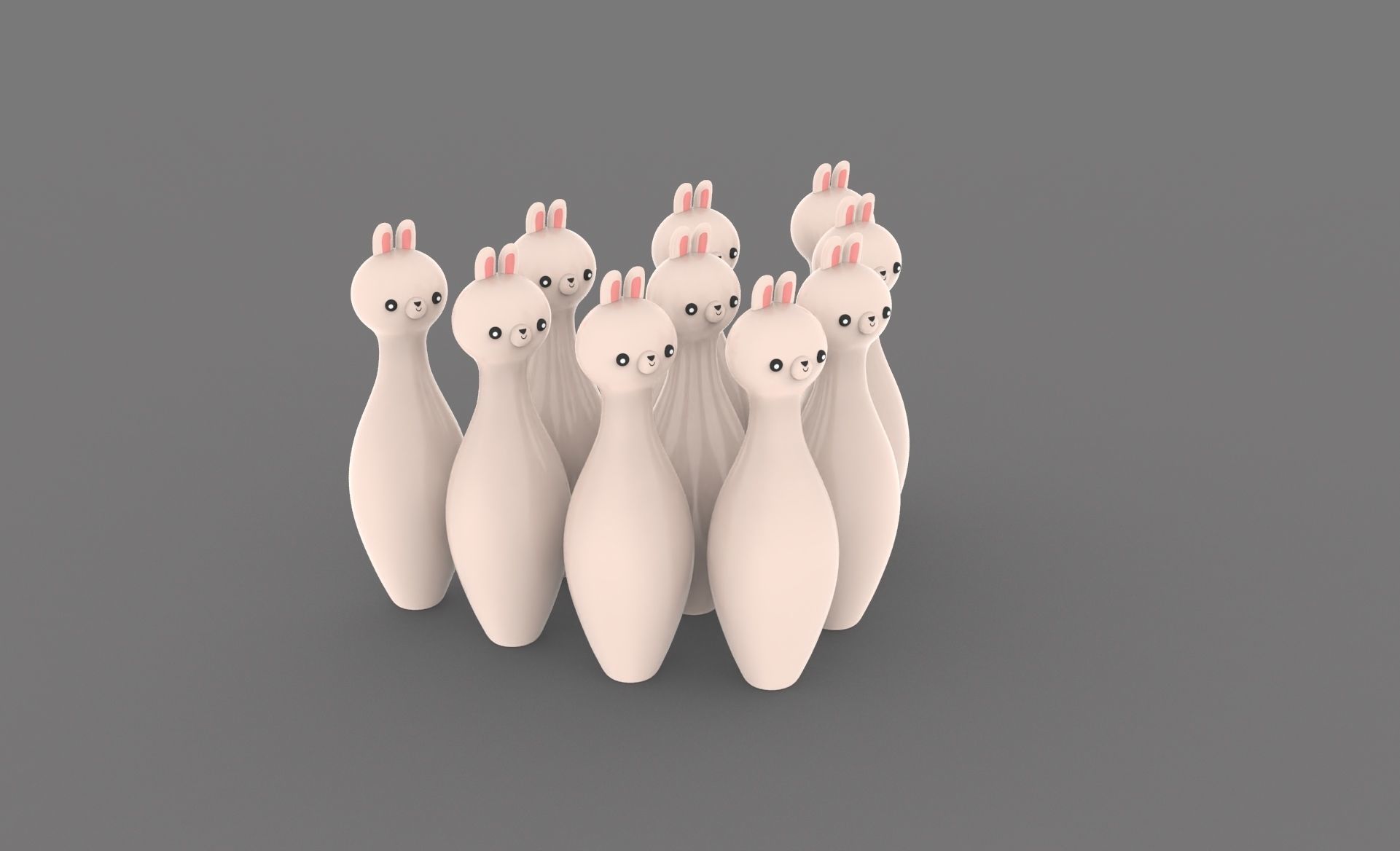 Cartoon Rabbit Bowling And Ball Bowling Low-poly 3D model_23