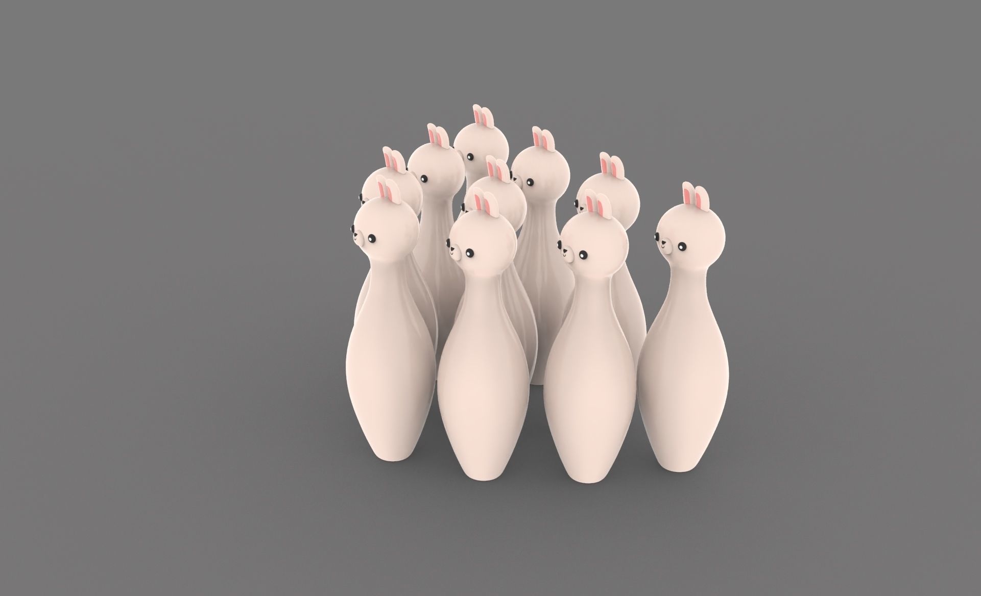 Cartoon Rabbit Bowling And Ball Bowling Low-poly 3D model_13