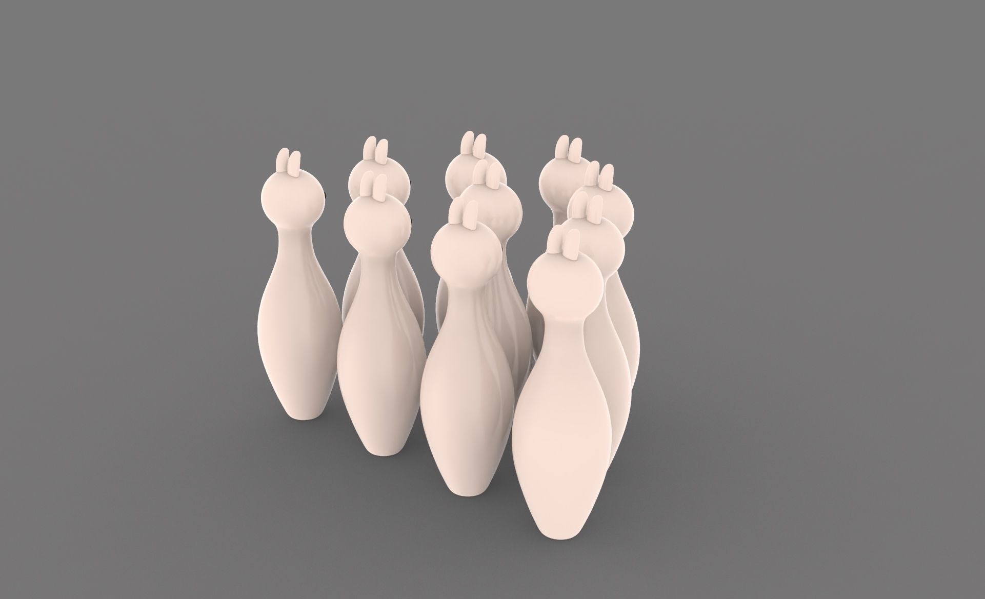 Cartoon Rabbit Bowling And Ball Bowling Low-poly 3D model_19