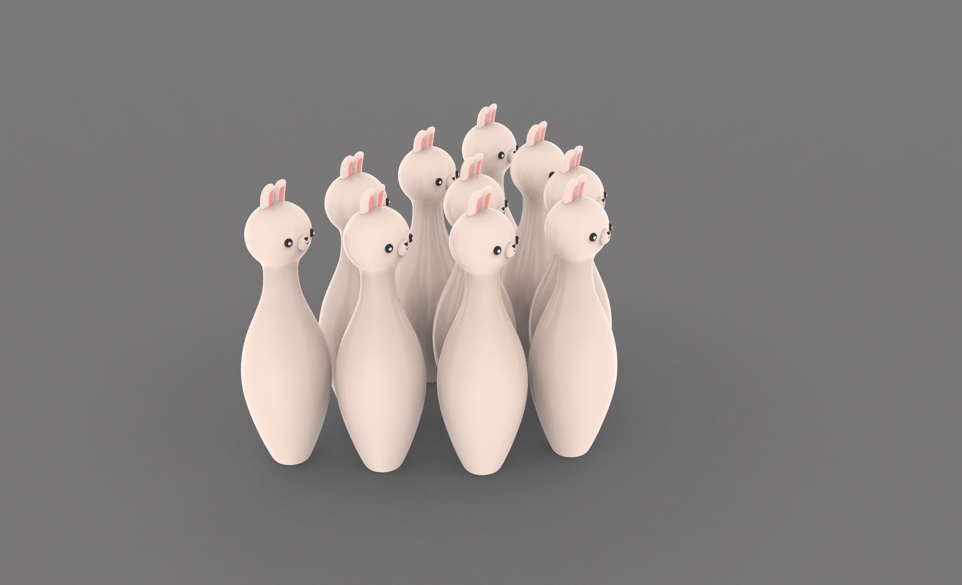 Cartoon Rabbit Bowling And Ball Bowling Low-poly 3D model_22