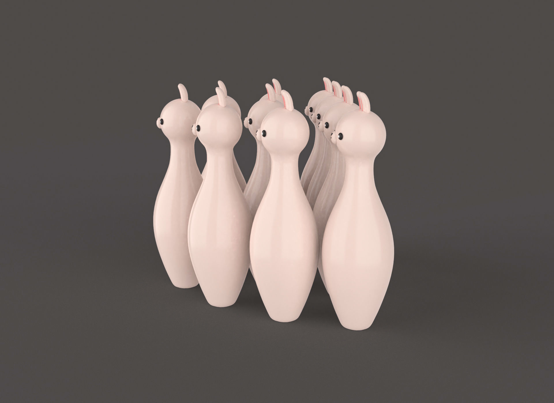 Cartoon Rabbit Bowling And Ball Bowling Low-poly 3D model_2
