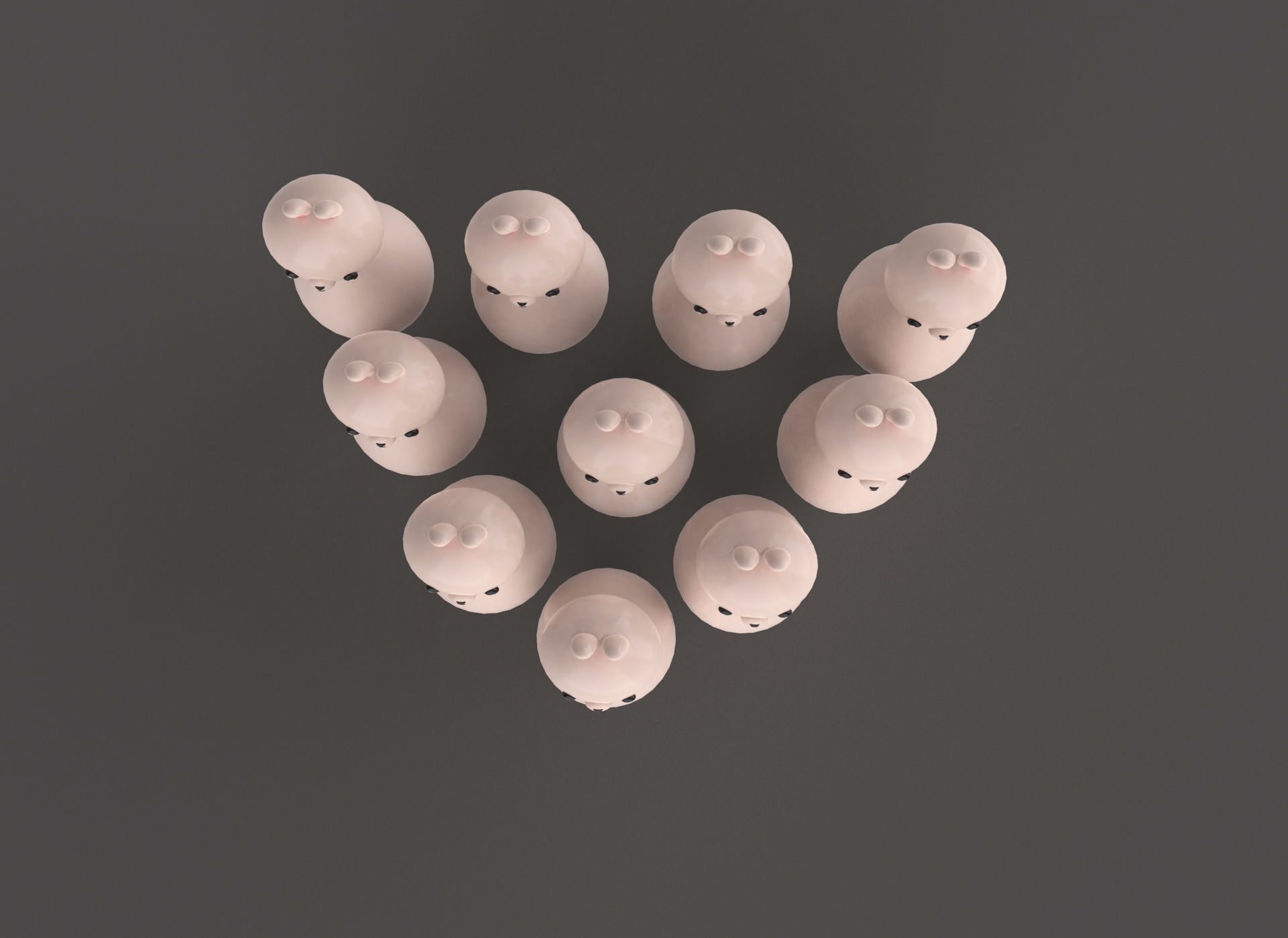 Cartoon Rabbit Bowling And Ball Bowling Low-poly 3D model_4