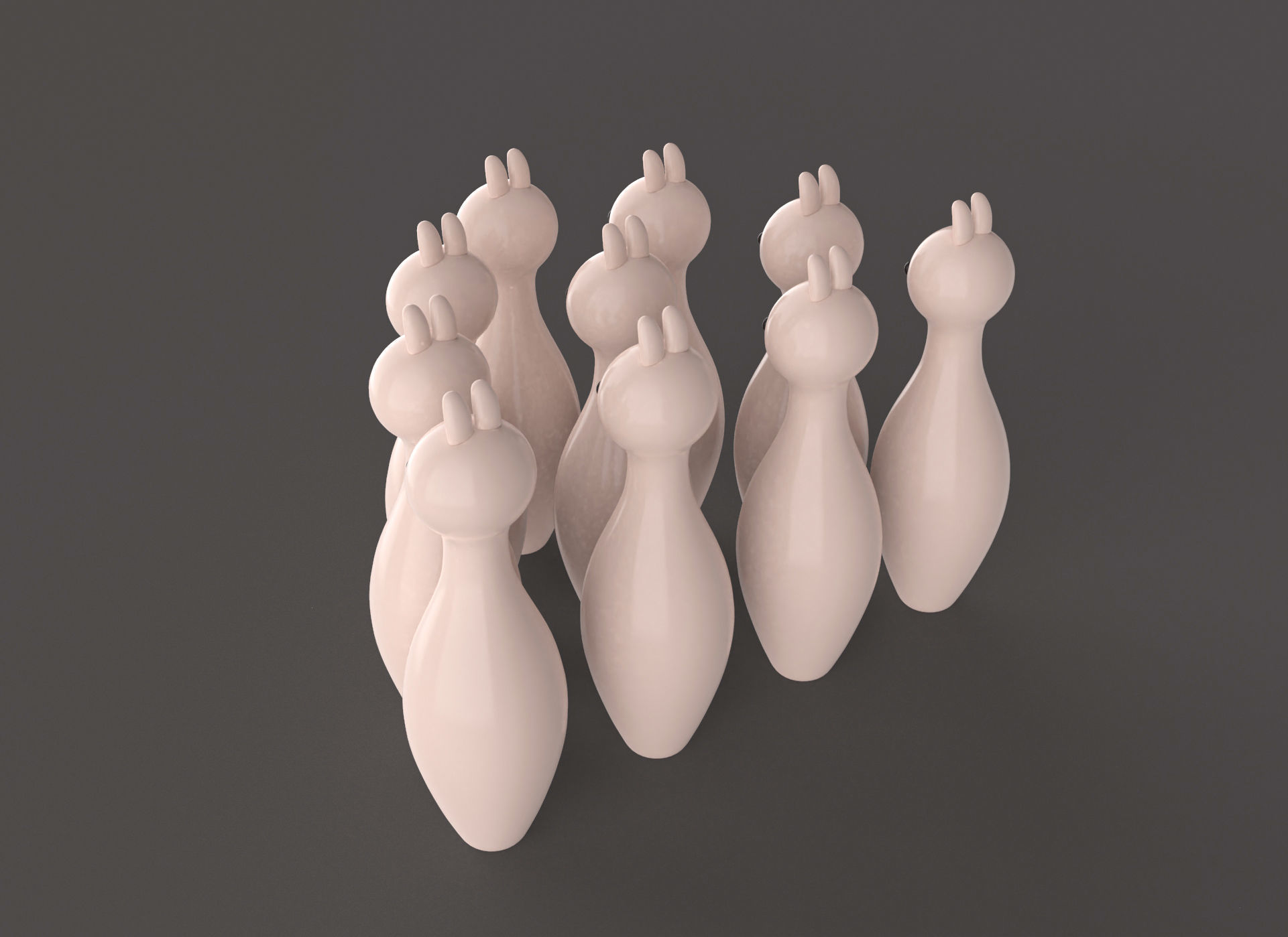 Cartoon Rabbit Bowling And Ball Bowling Low-poly 3D model_3