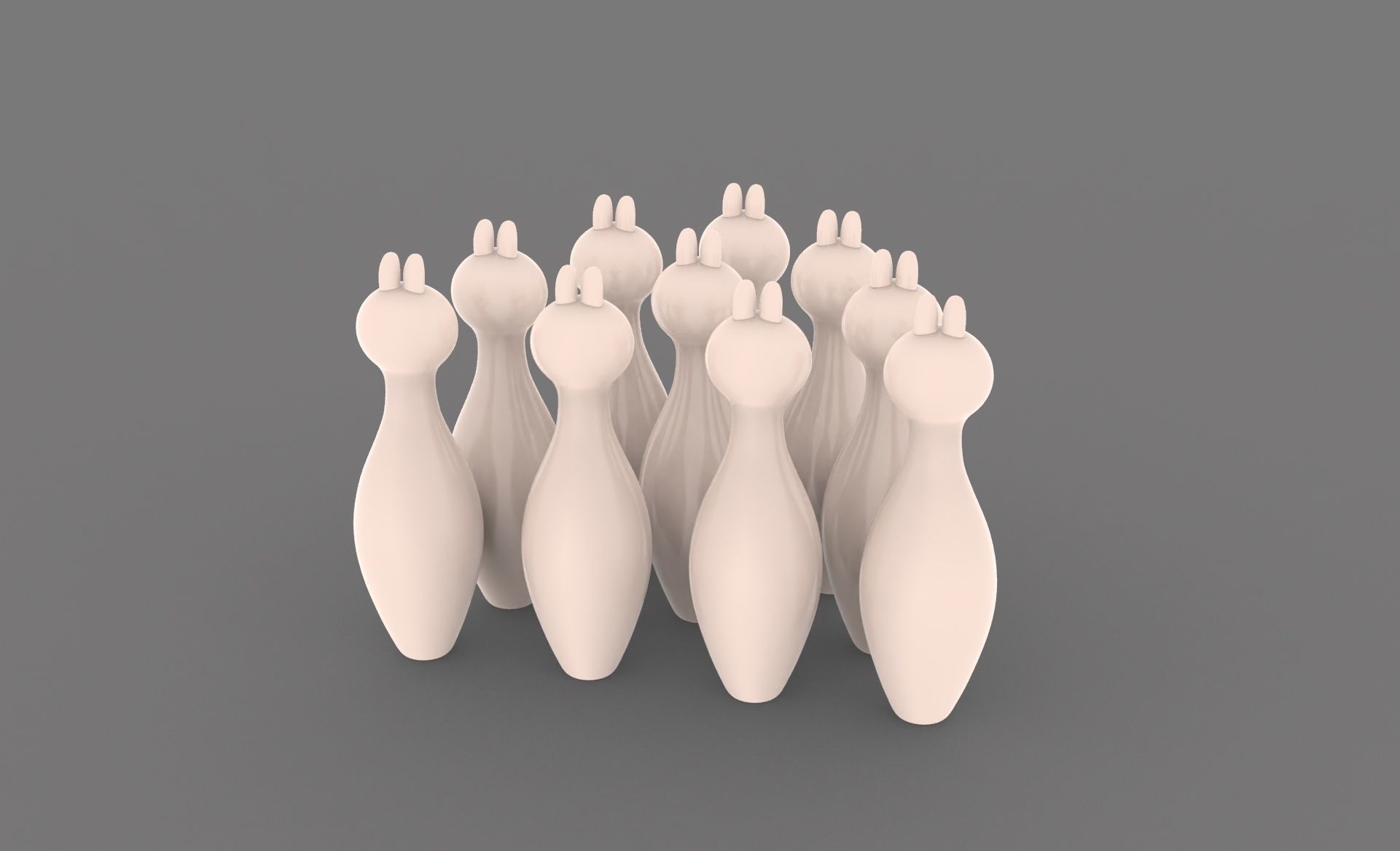 Cartoon Rabbit Bowling And Ball Bowling Low-poly 3D model_18