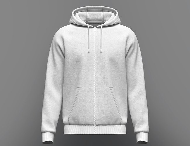 Men Front Zip Raglan Hoodie 3d Model 3D model