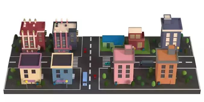 Lowpoly  Cartoon City Pack 1 Low-poly 3D model