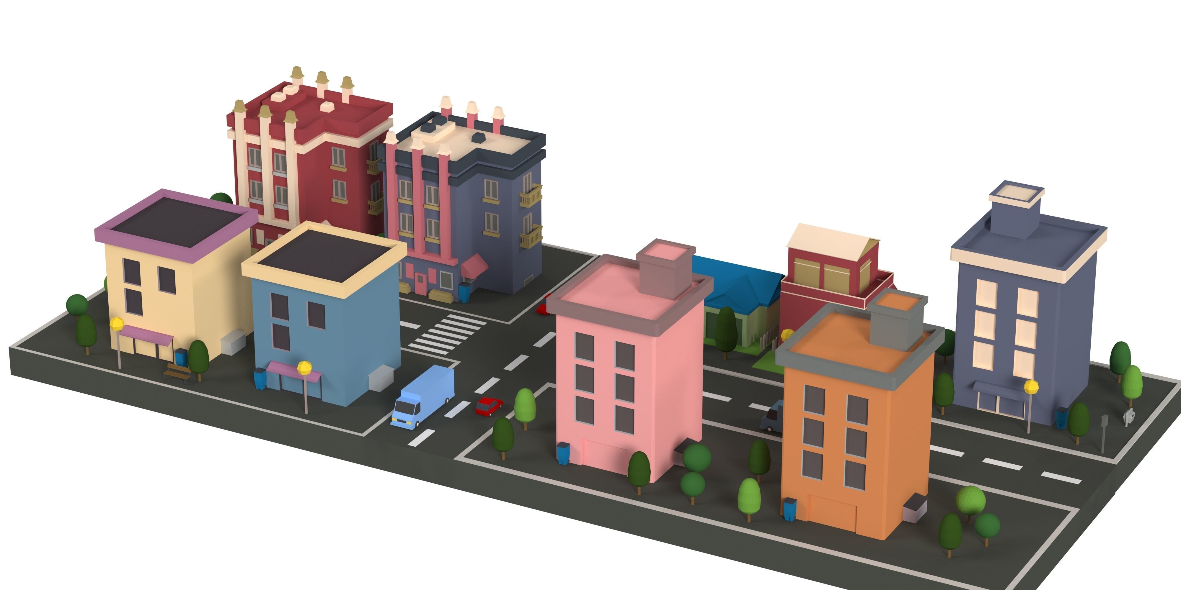 Lowpoly  Cartoon City Pack 1 Low-poly 3D model_4