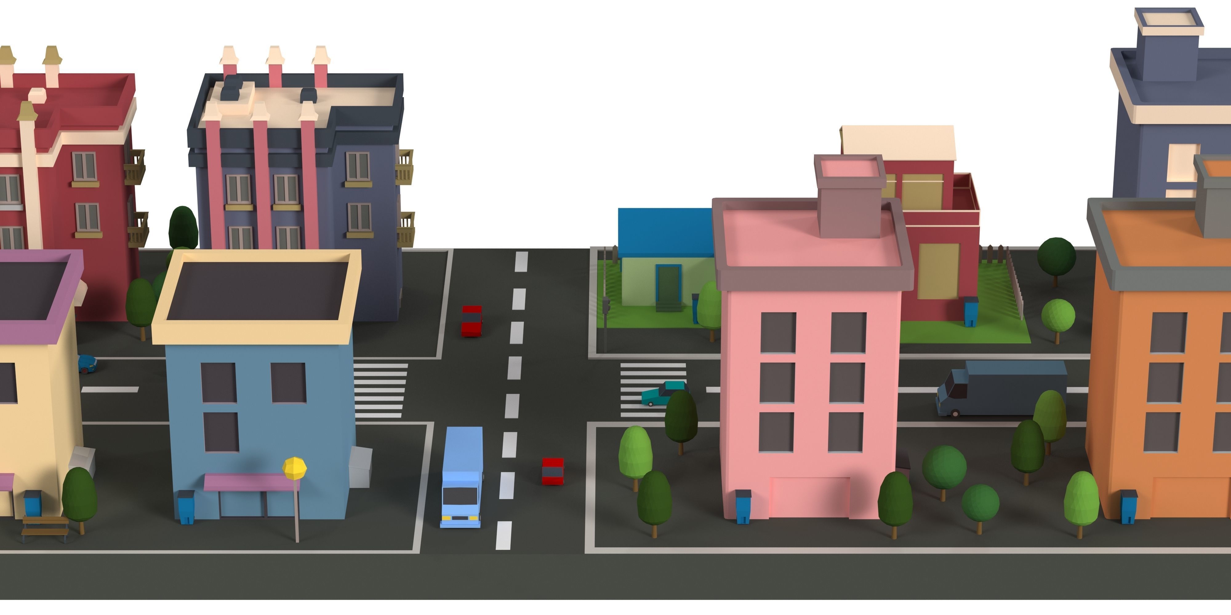 Lowpoly  Cartoon City Pack 1 Low-poly 3D model_2
