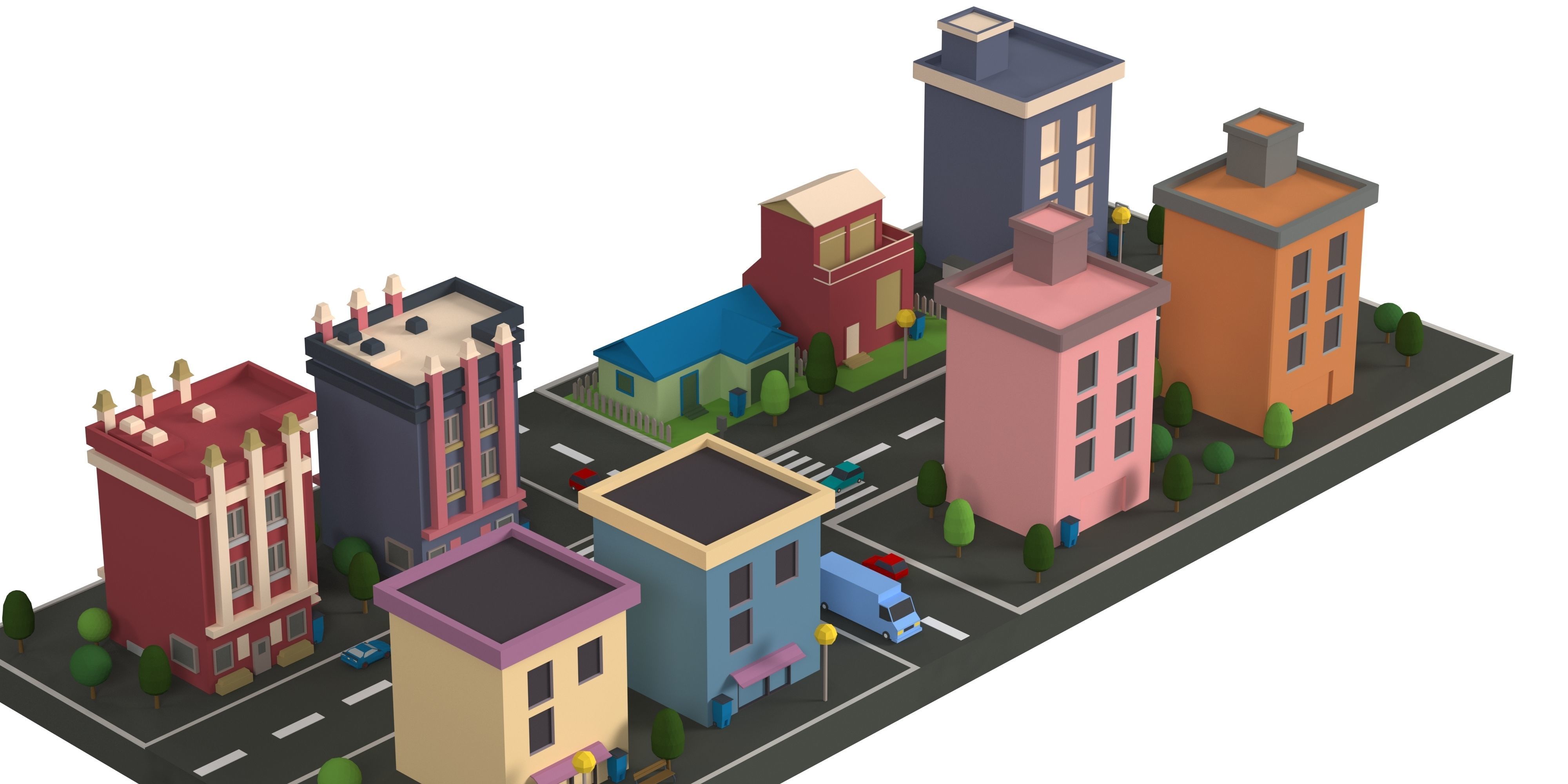 Lowpoly  Cartoon City Pack 1 Low-poly 3D model_3