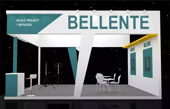 Exhibition stall three side open low budget