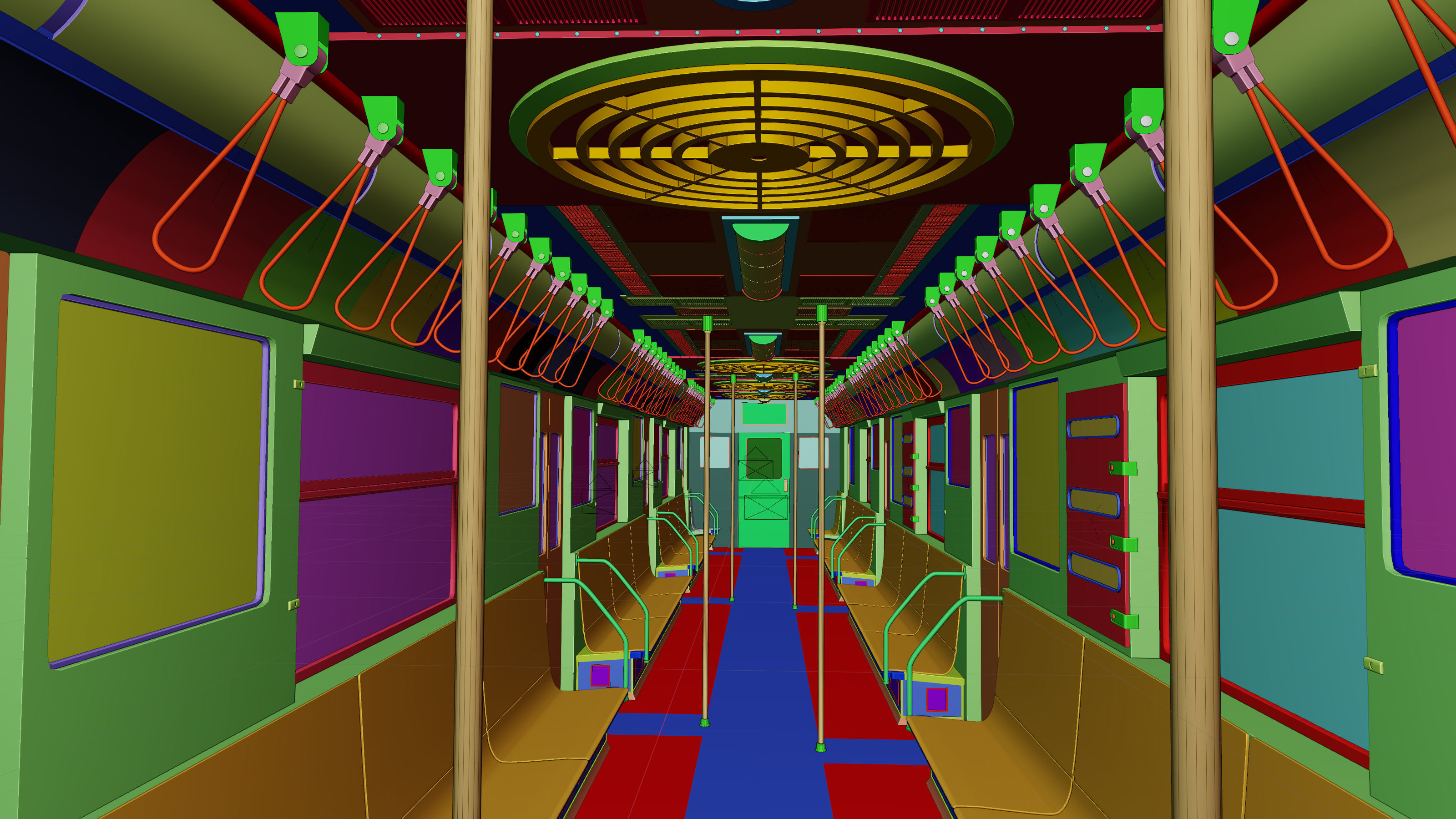 NYC Subway Car Interior - The Graffiti Version - Cinematic Low-poly 3D model_25