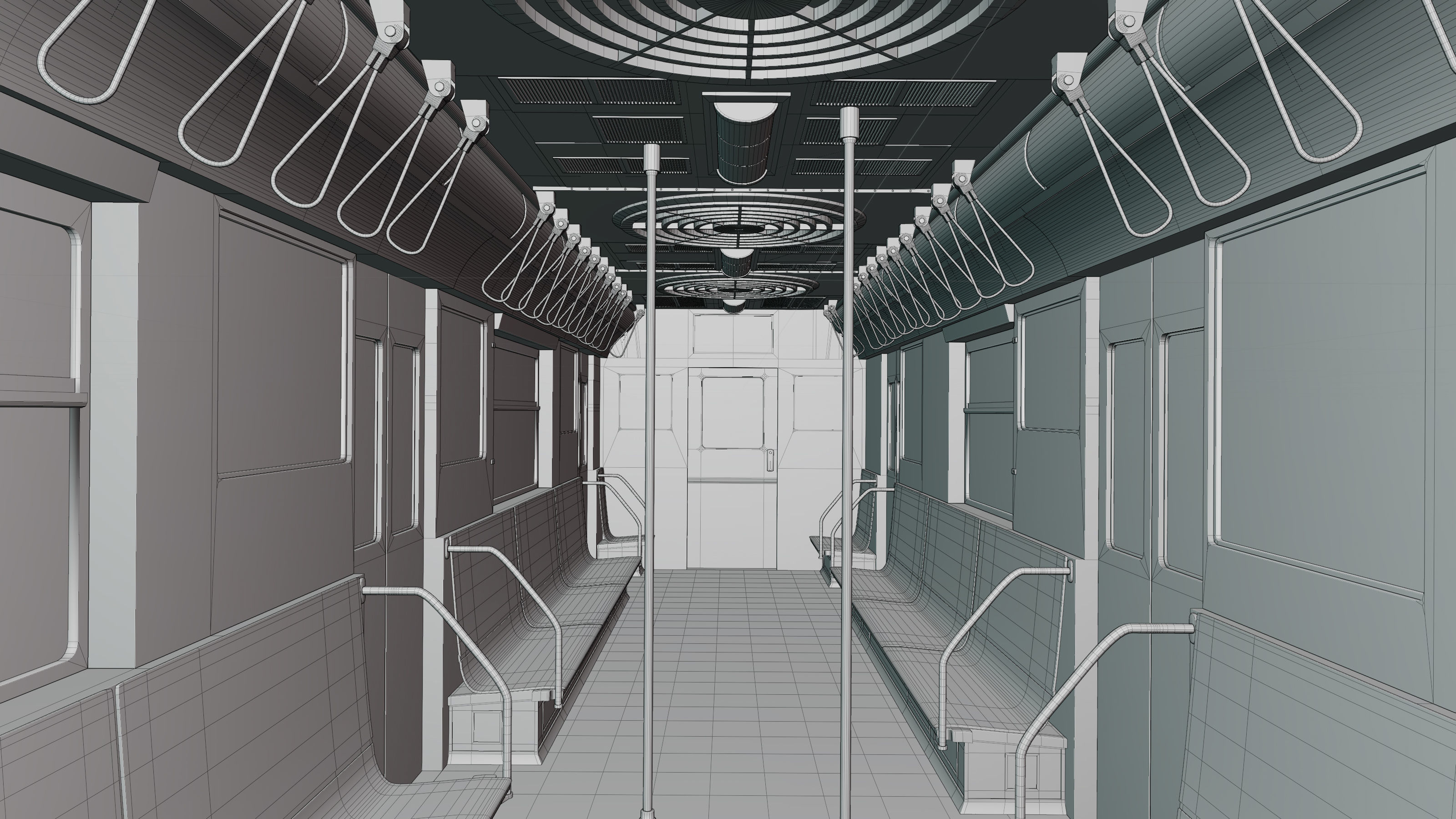 NYC Subway Car Interior - The Graffiti Version - Cinematic Low-poly 3D model_9