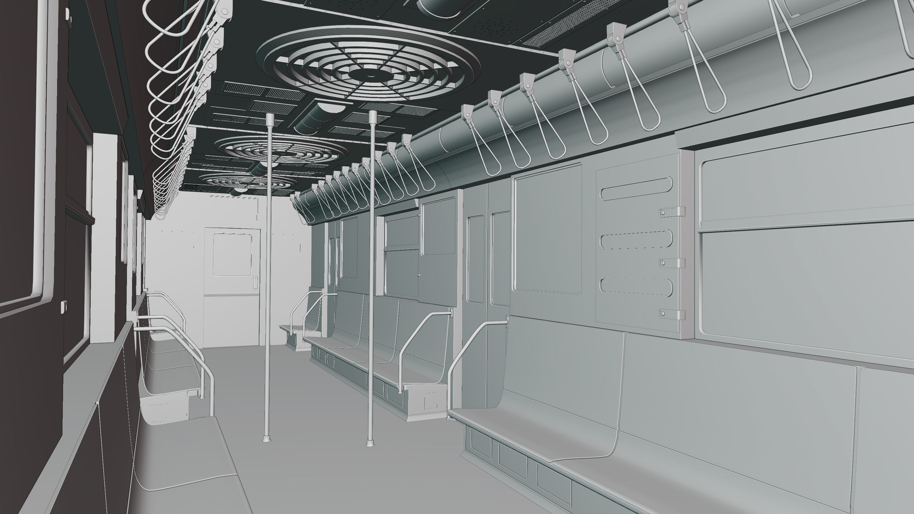 NYC Subway Car Interior - The Graffiti Version - Cinematic Low-poly 3D model_31