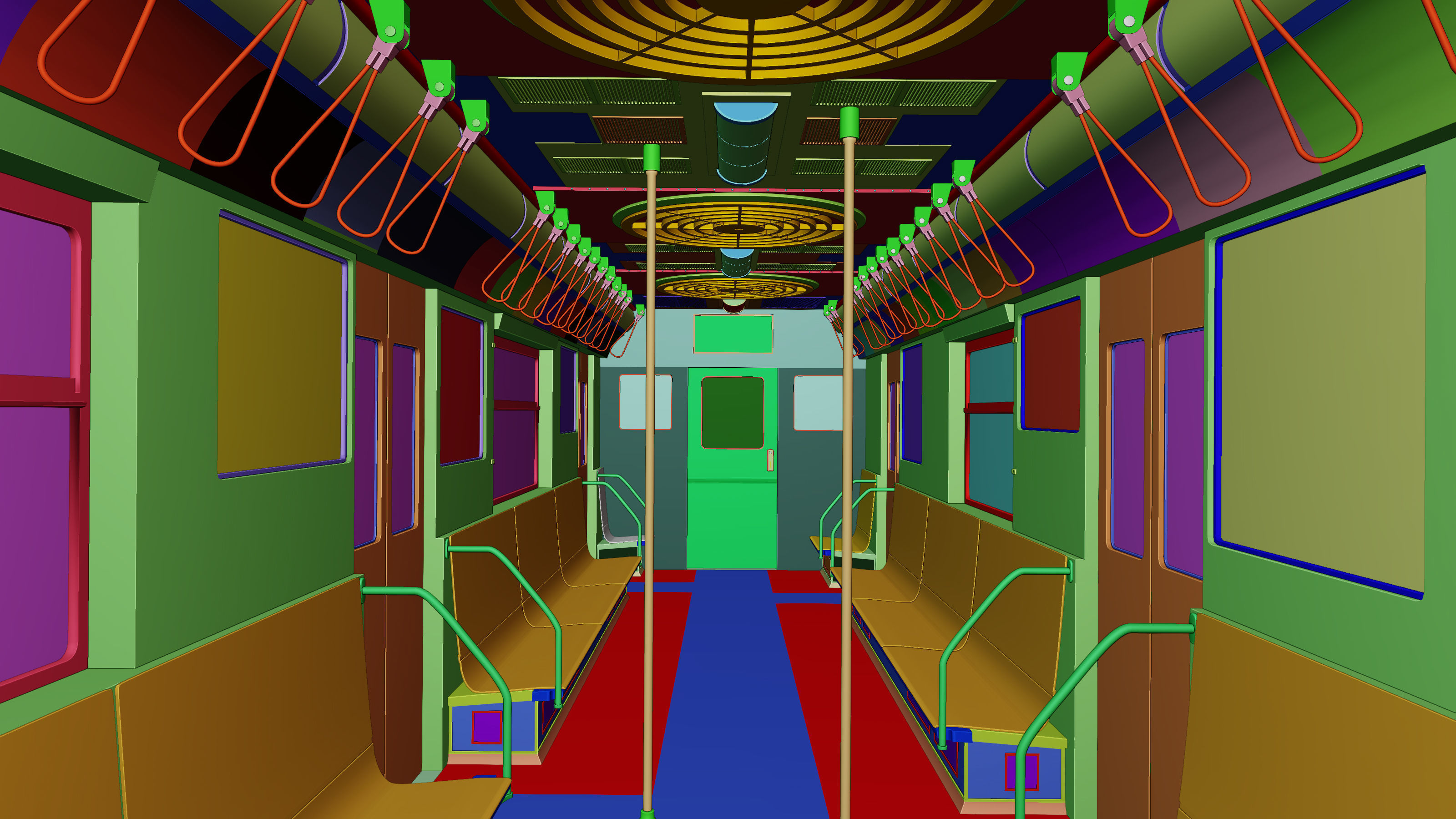 NYC Subway Car Interior - The Graffiti Version - Cinematic Low-poly 3D model_20