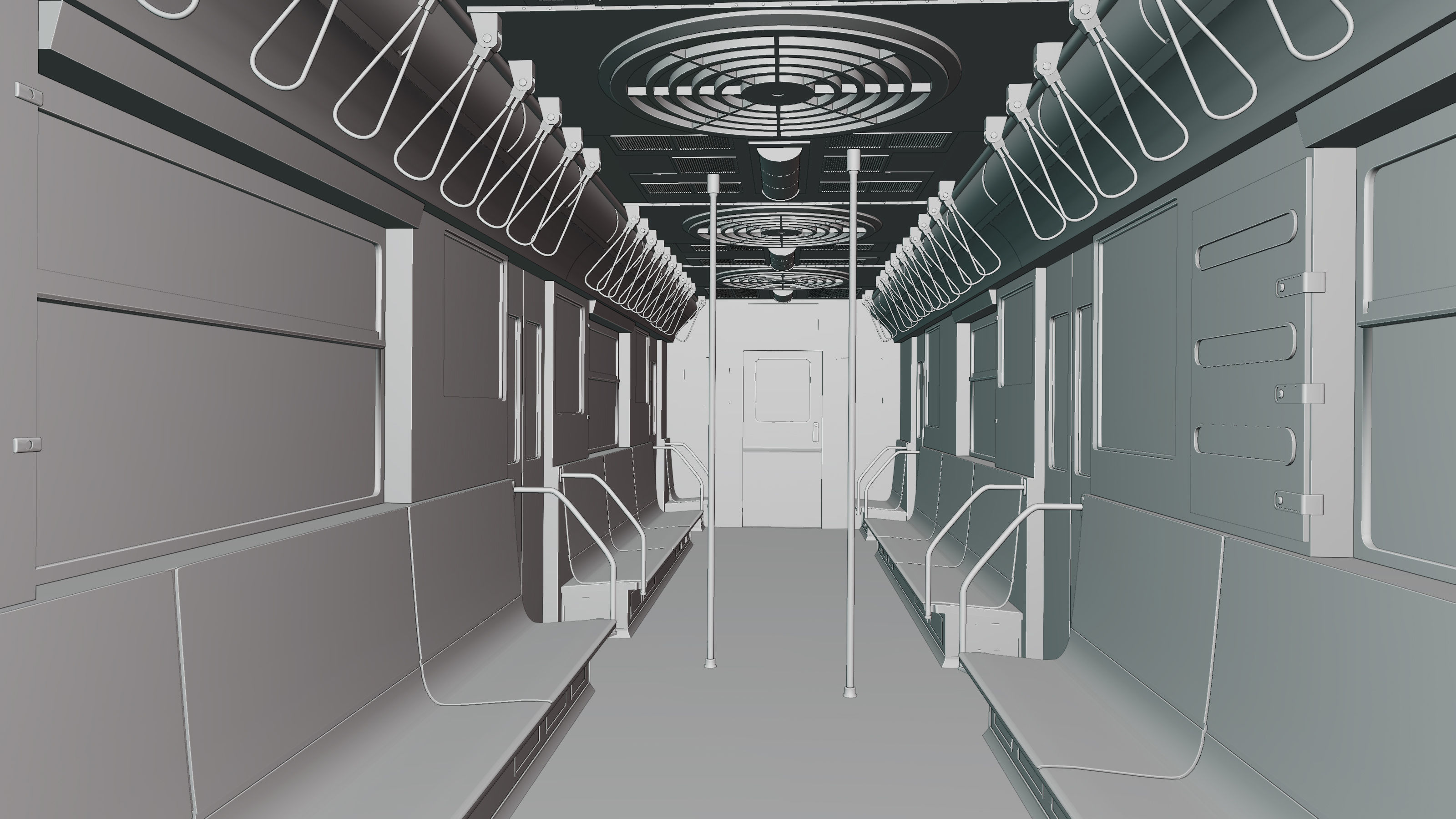 NYC Subway Car Interior - The Graffiti Version - Cinematic Low-poly 3D model_26