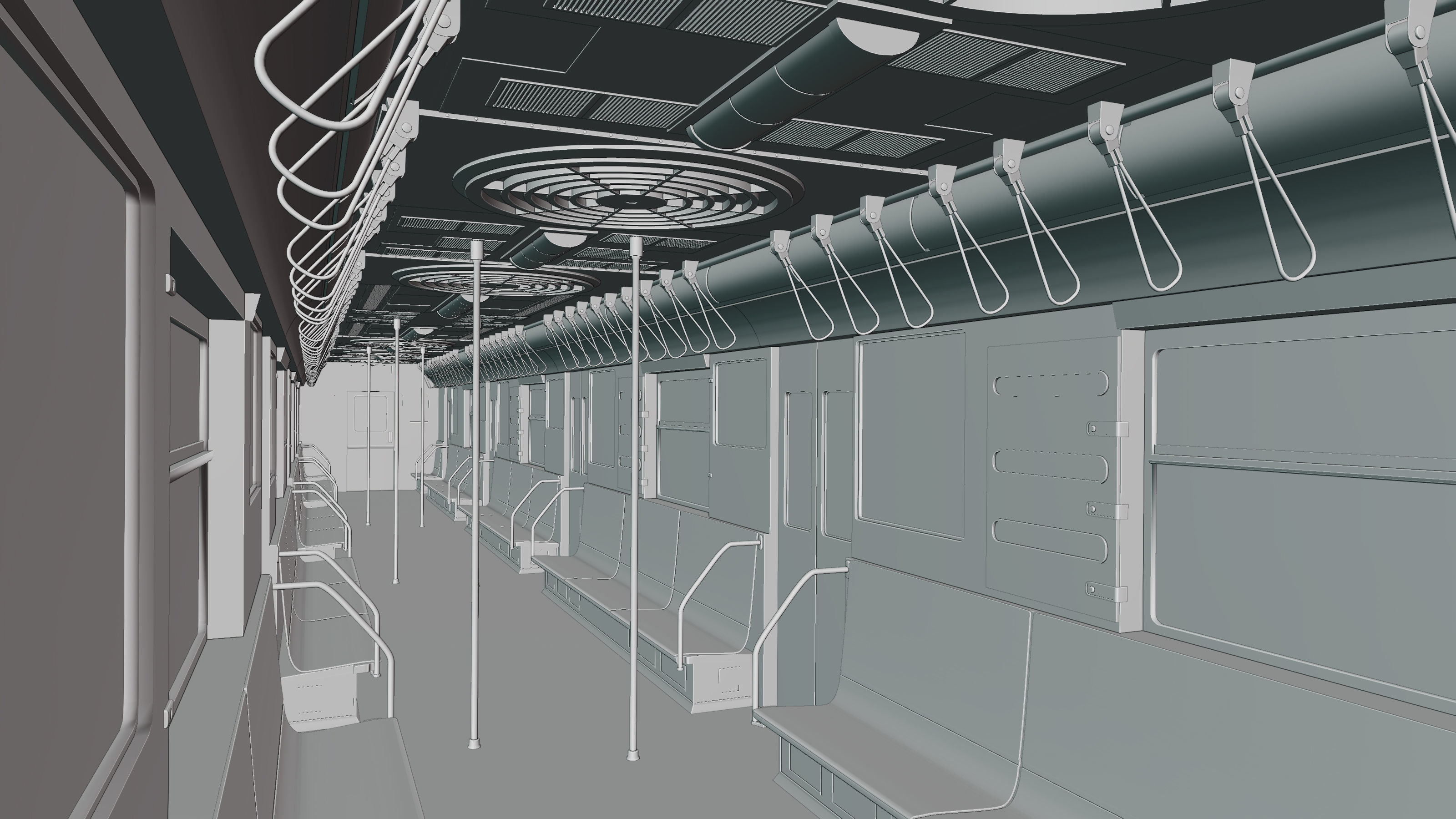 NYC Subway Car Interior - The Graffiti Version - Cinematic Low-poly 3D model_29
