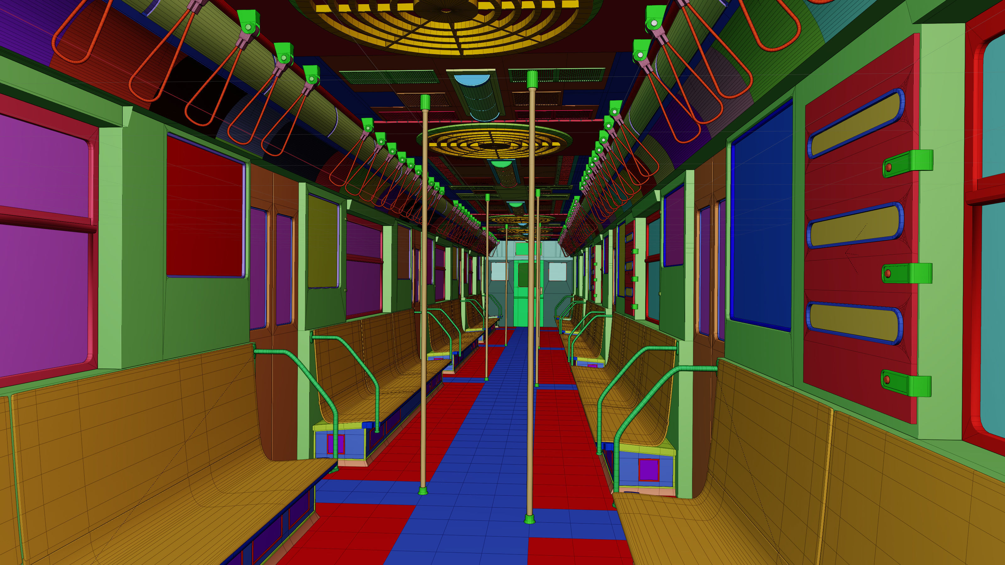 NYC Subway Car Interior - The Graffiti Version - Cinematic Low-poly 3D model_34
