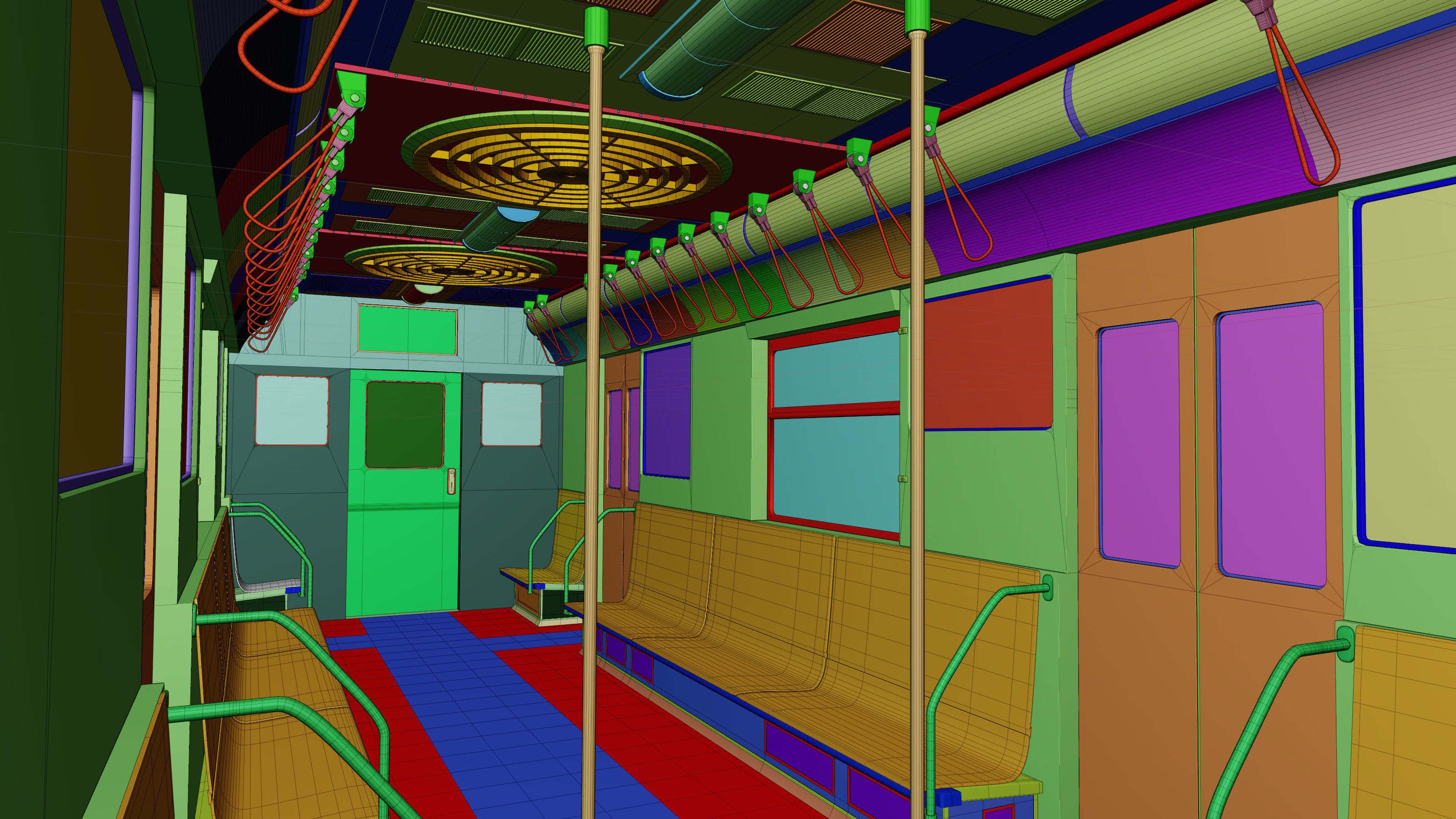NYC Subway Car Interior - The Graffiti Version - Cinematic Low-poly 3D model_36