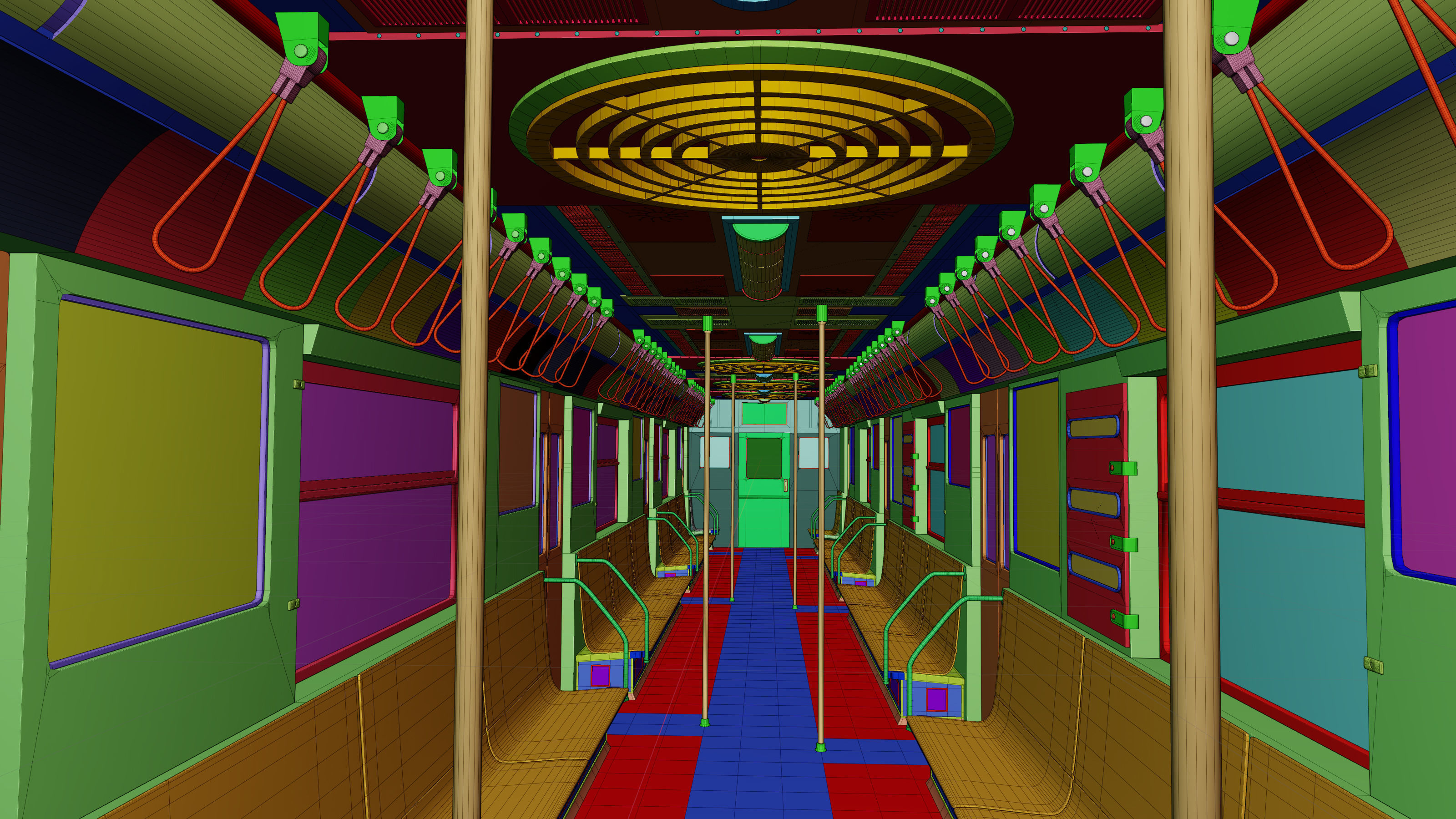 NYC Subway Car Interior - The Graffiti Version - Cinematic Low-poly 3D model_38