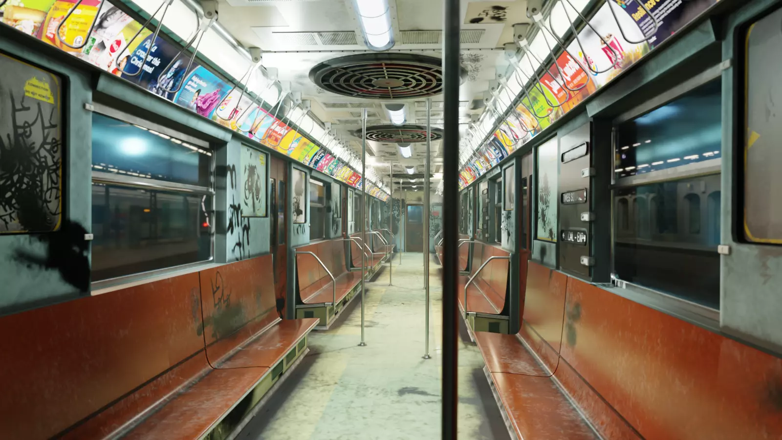NYC Subway Car Interior - The Graffiti Version - Cinematic Low-poly 3D model_0