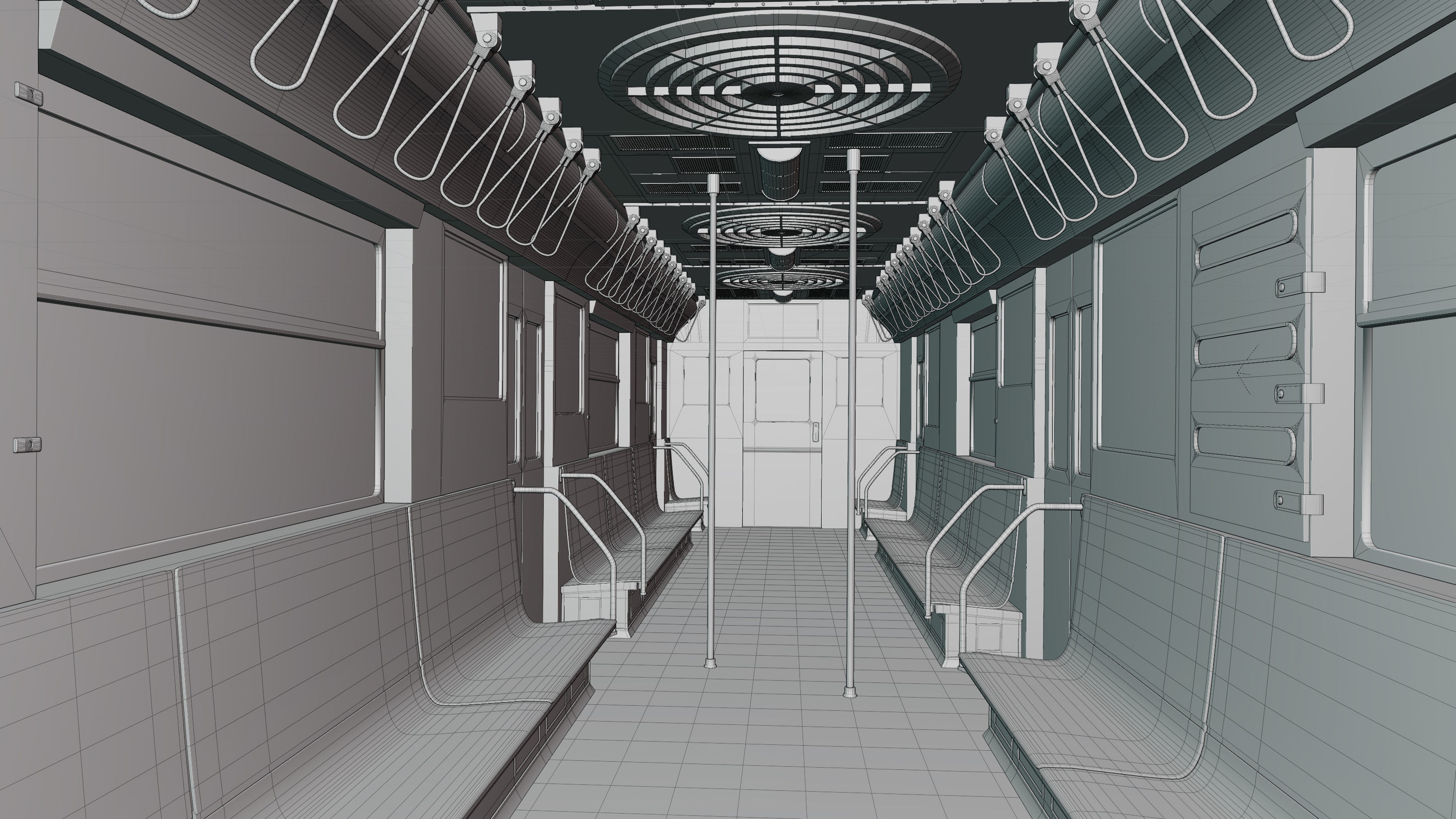 NYC Subway Car Interior - The Graffiti Version - Cinematic Low-poly 3D model_8