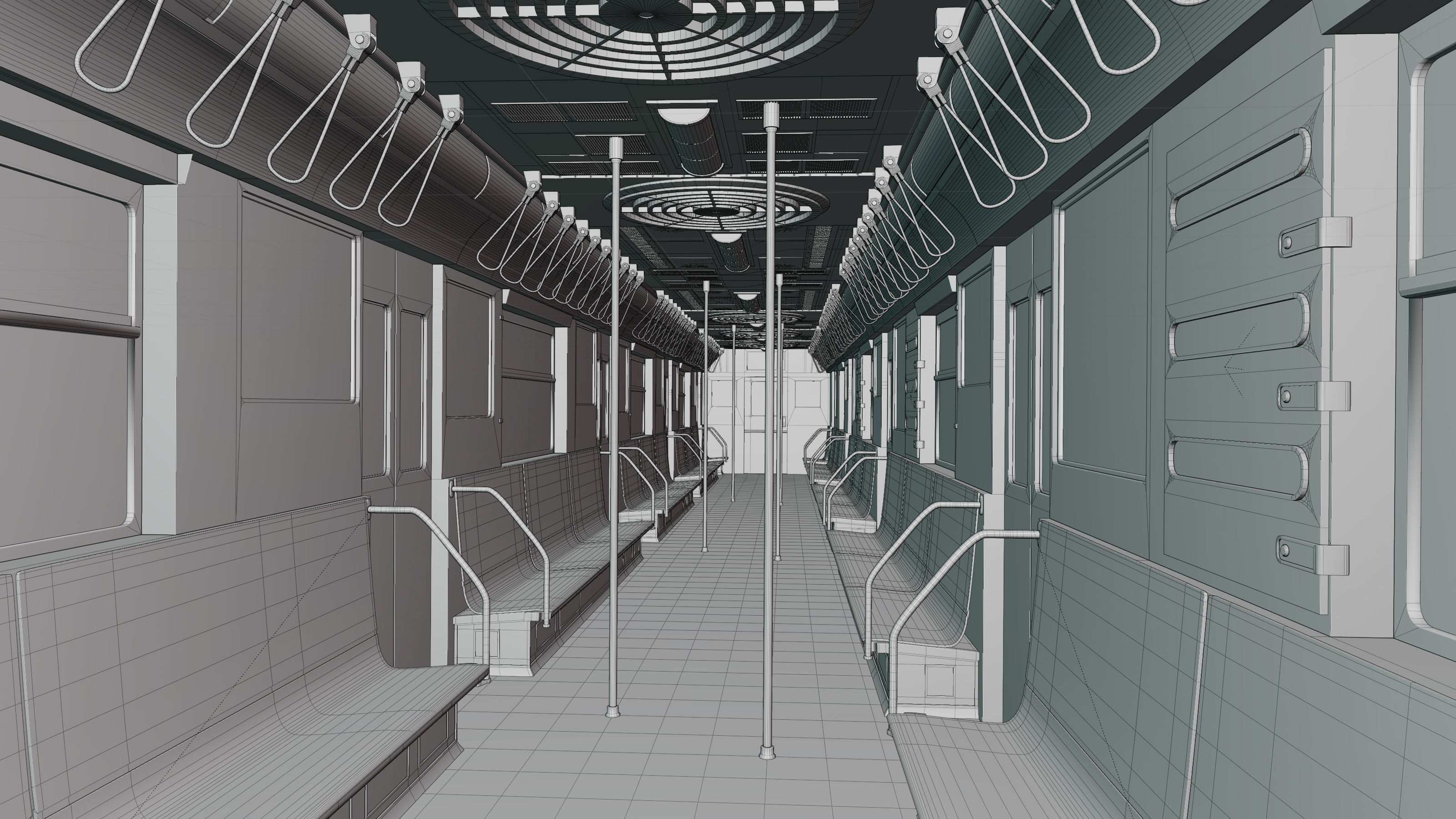 NYC Subway Car Interior - The Graffiti Version - Cinematic Low-poly 3D model_10