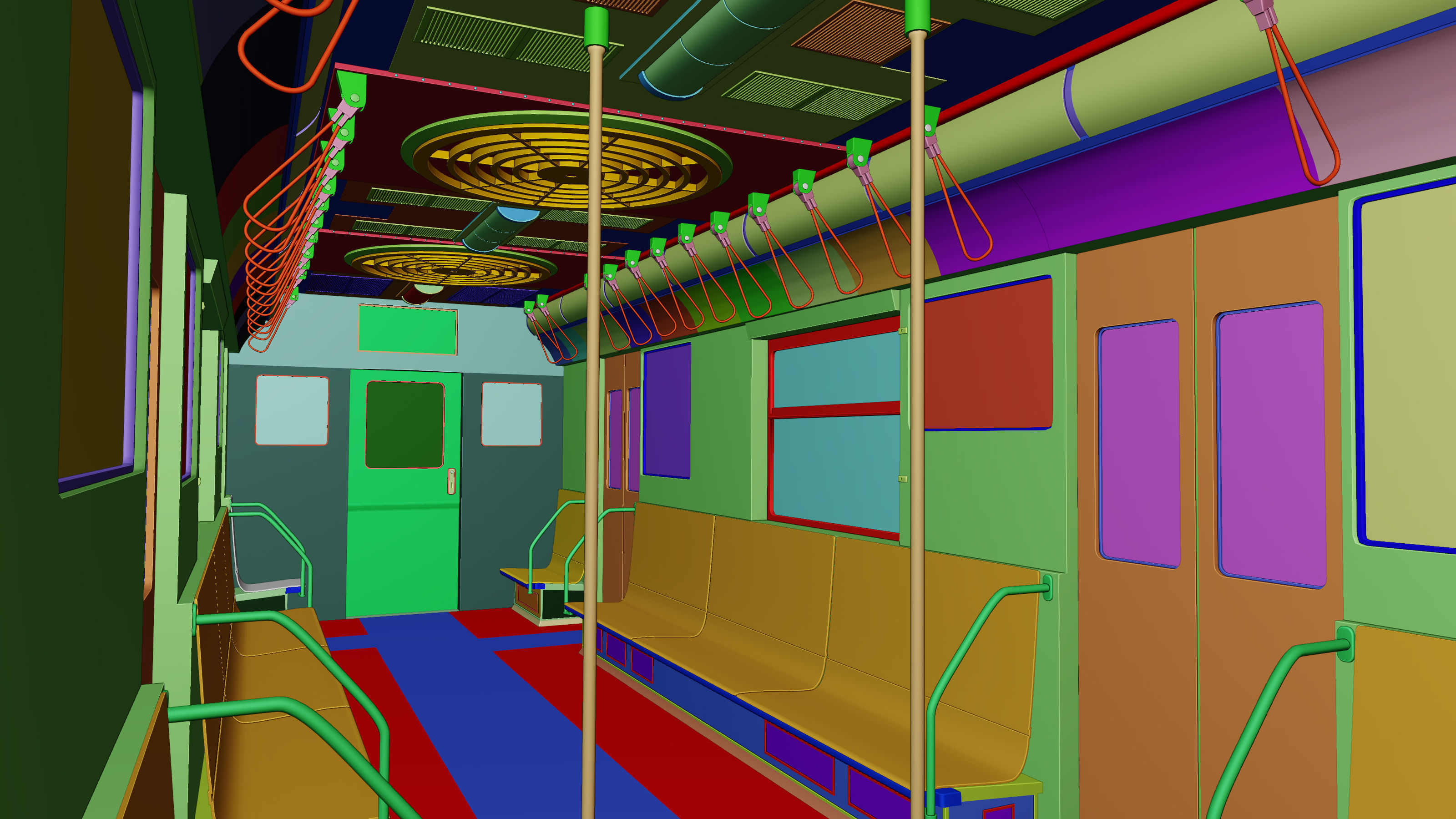 NYC Subway Car Interior - The Graffiti Version - Cinematic Low-poly 3D model_23