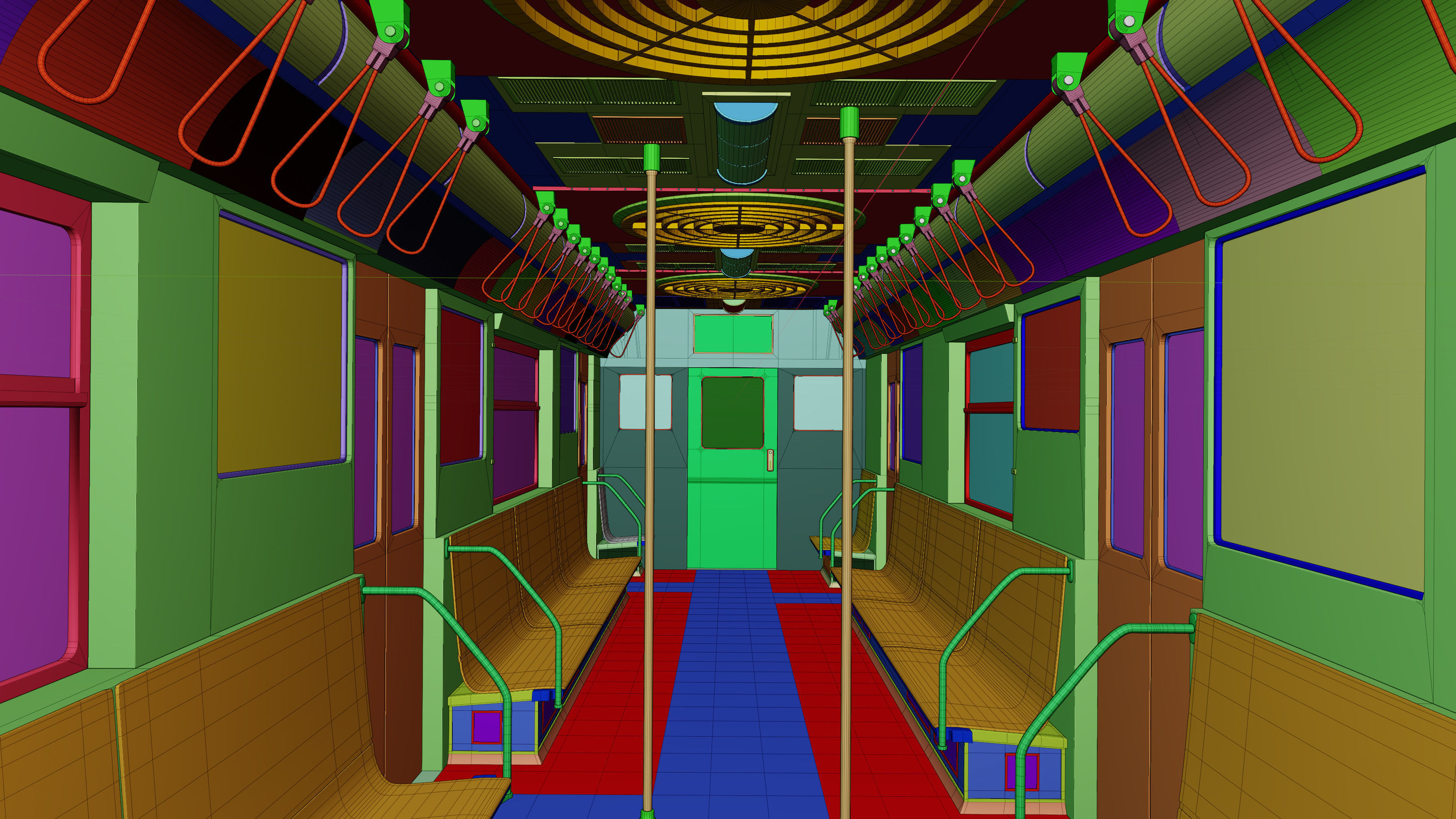 NYC Subway Car Interior - The Graffiti Version - Cinematic Low-poly 3D model_33