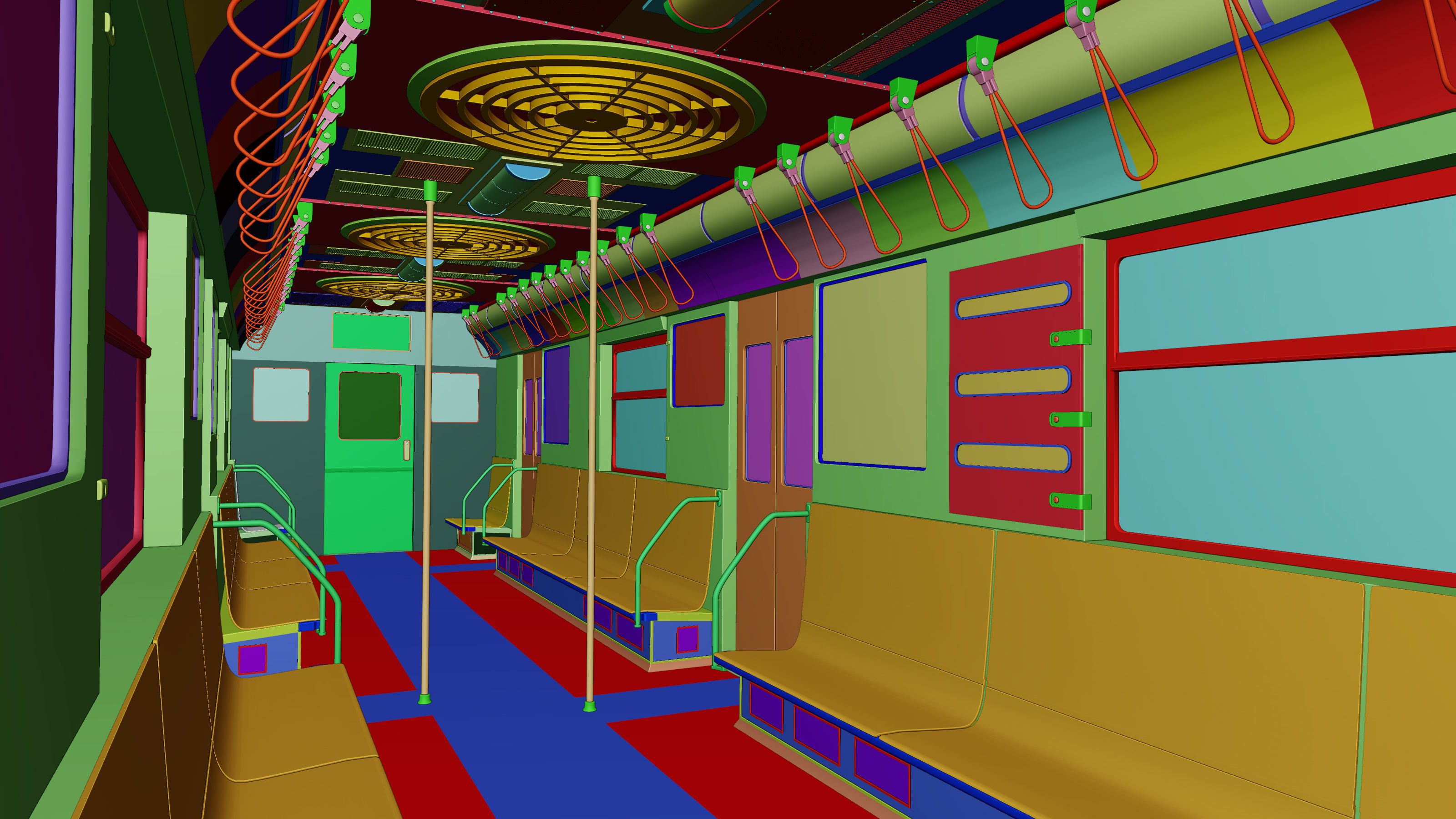 NYC Subway Car Interior - The Graffiti Version - Cinematic Low-poly 3D model_24
