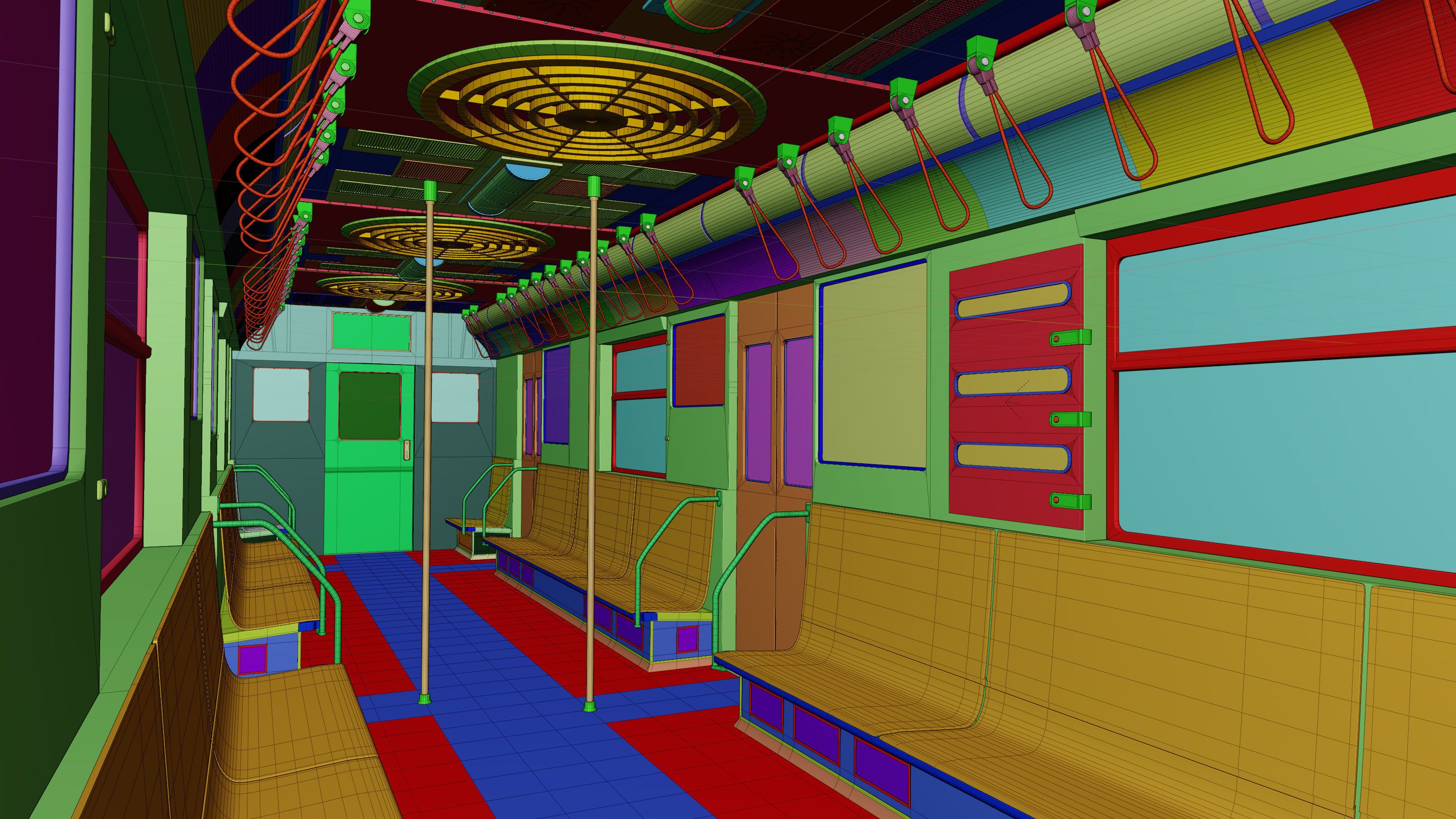 NYC Subway Car Interior - The Graffiti Version - Cinematic Low-poly 3D model_37