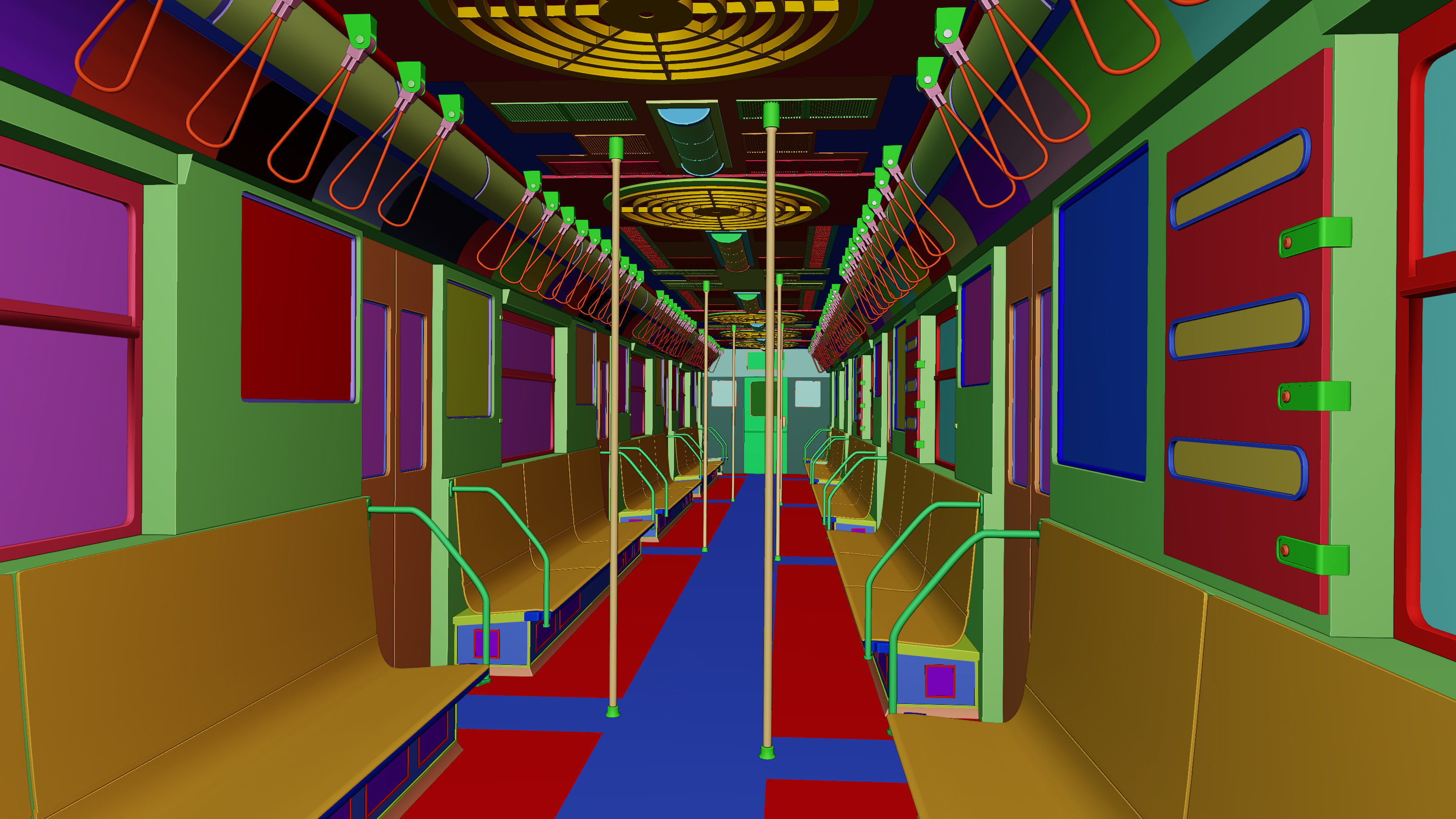 NYC Subway Car Interior - The Graffiti Version - Cinematic Low-poly 3D model_21
