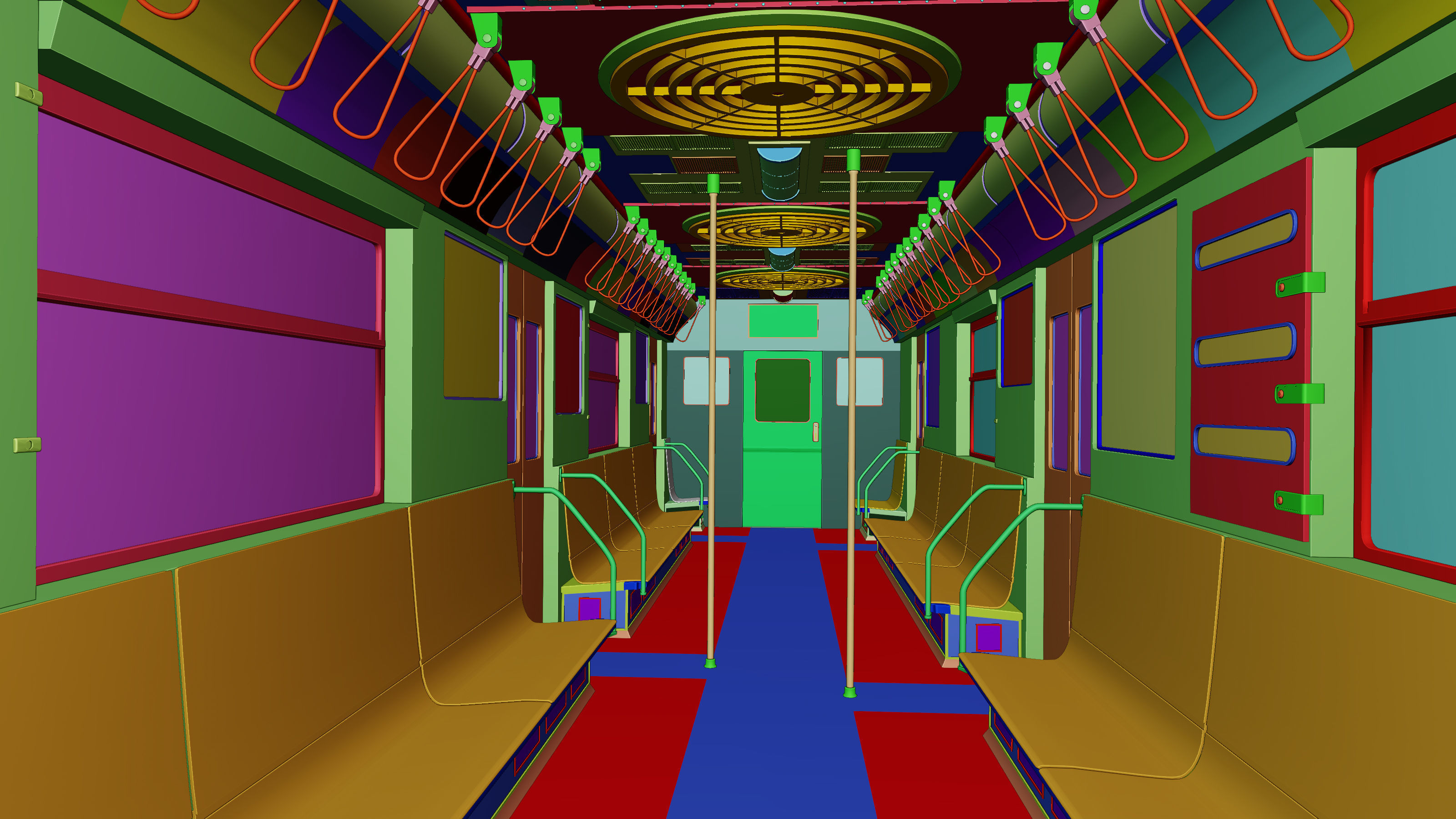 NYC Subway Car Interior - The Graffiti Version - Cinematic Low-poly 3D model_19