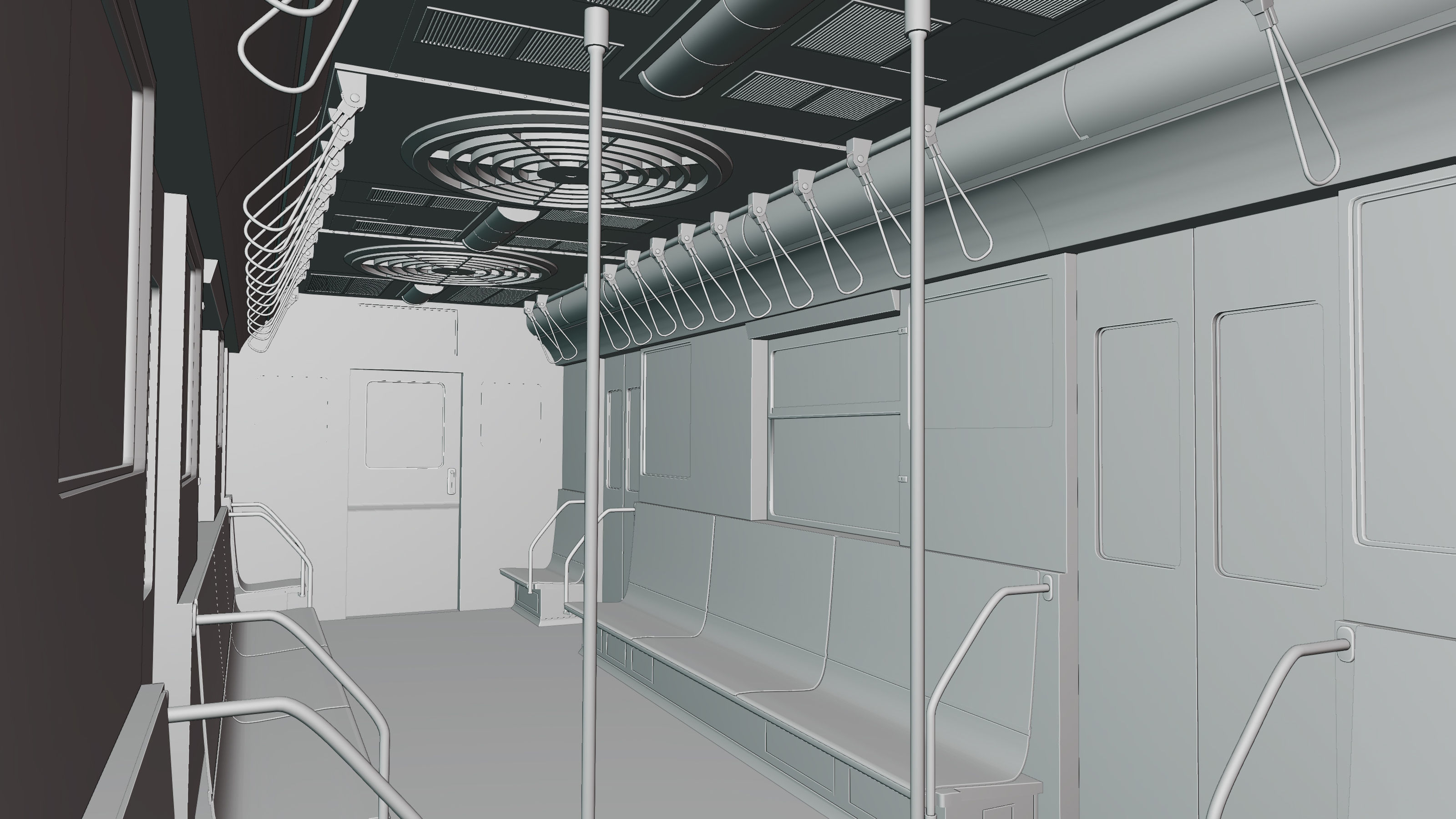 NYC Subway Car Interior - The Graffiti Version - Cinematic Low-poly 3D model_30