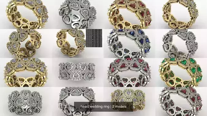heart wedding ring 3D Model Collection