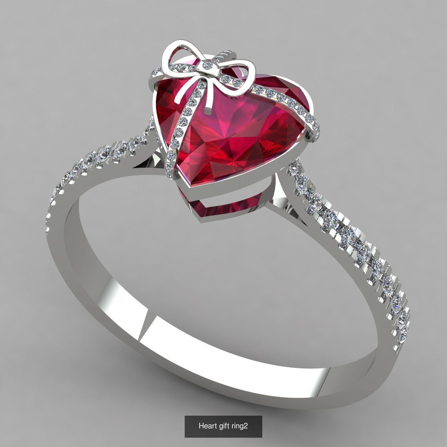 Solitaire heart rings 3D Model Collection_2