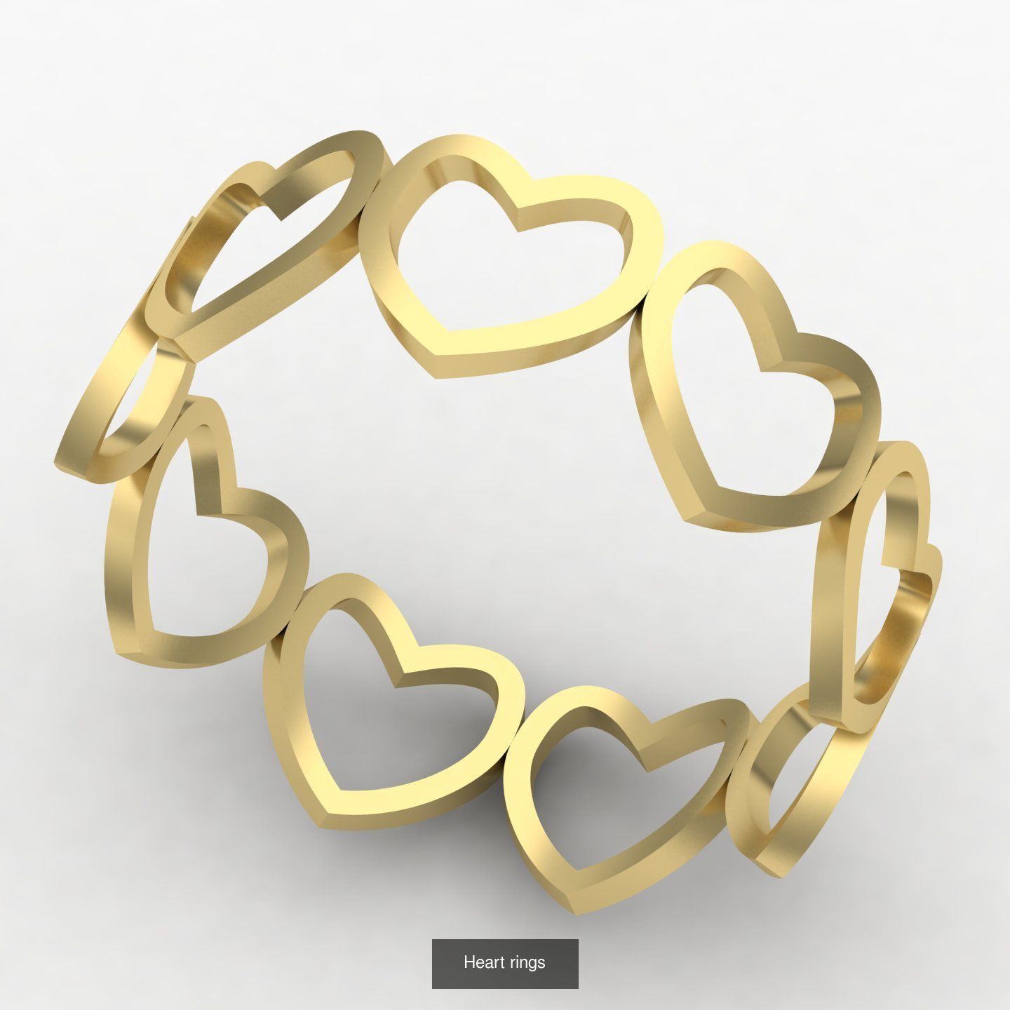 Heart rings 3D Model Collection_1
