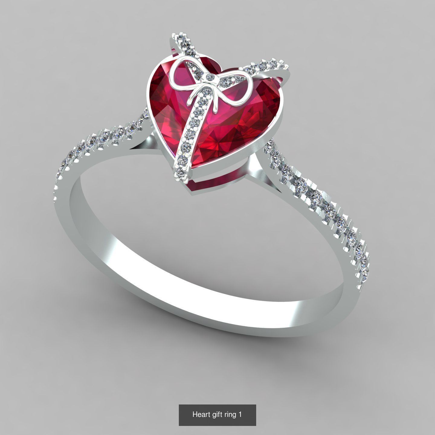 Heart rings 3D Model Collection_3