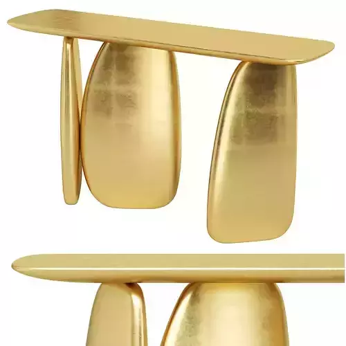 1stDibs Gold Pebble Console with Gold Leaf