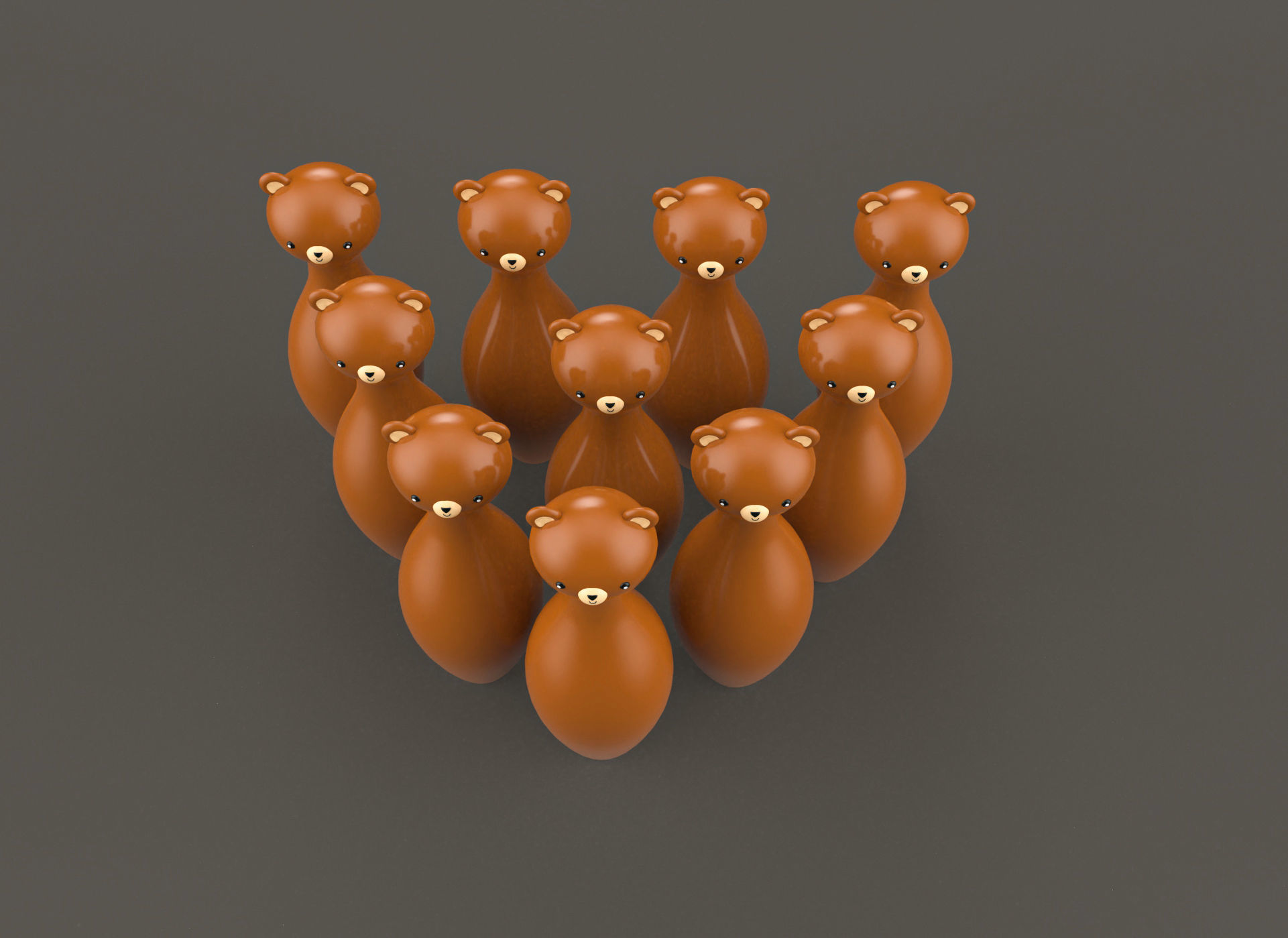 Cartoon Bear Bowling And Ball Bowling Low-poly 3D model_4