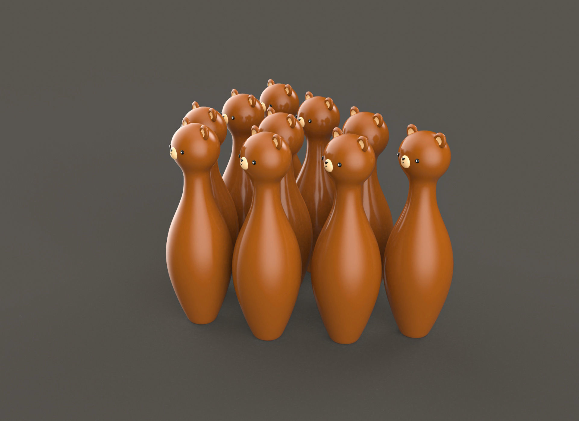 Cartoon Bear Bowling And Ball Bowling Low-poly 3D model_1