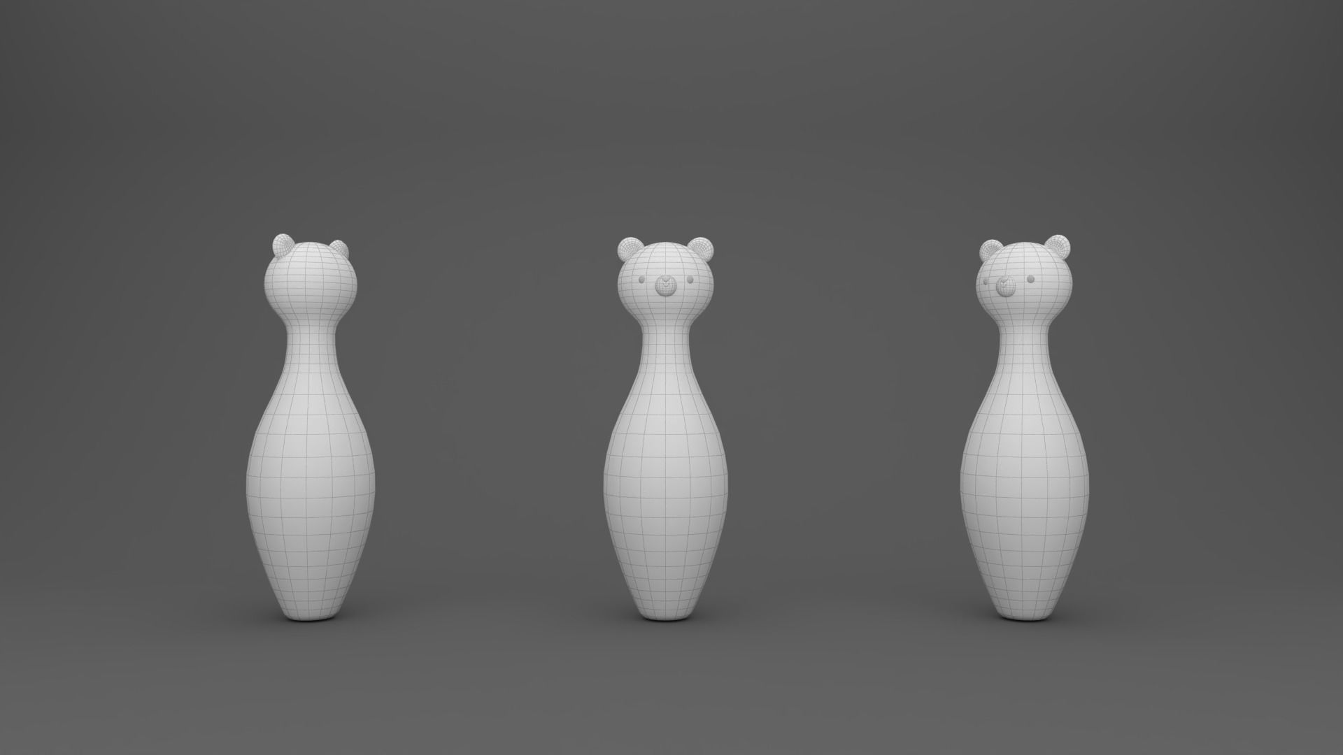 Cartoon Bear Bowling And Ball Bowling Low-poly 3D model_12