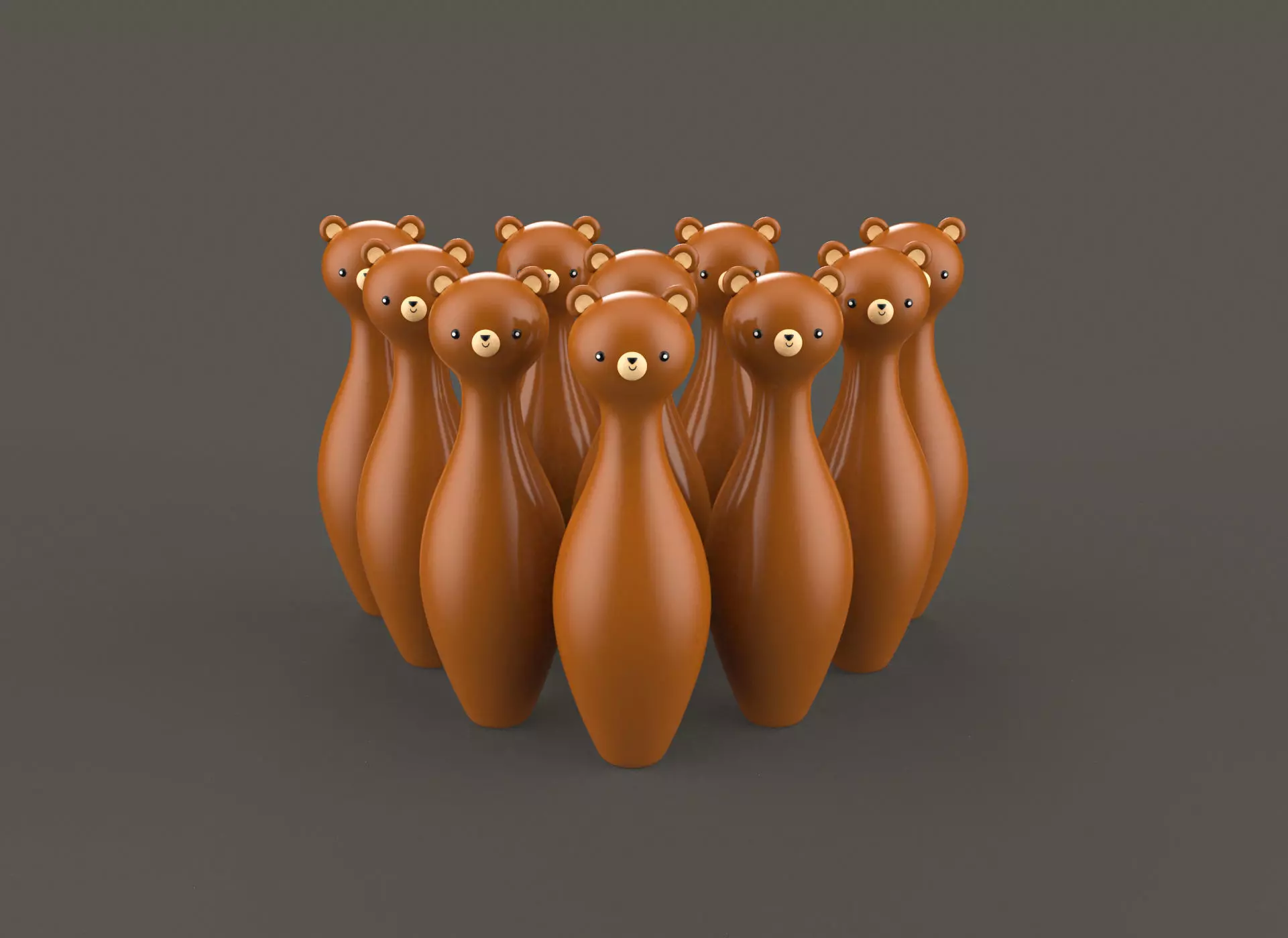 Cartoon Bear Bowling And Ball Bowling Low-poly 3D model_0