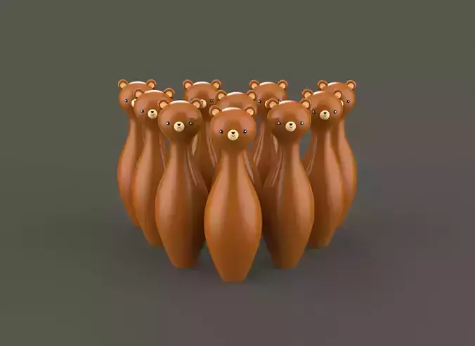 Cartoon Bear Bowling And Ball Bowling