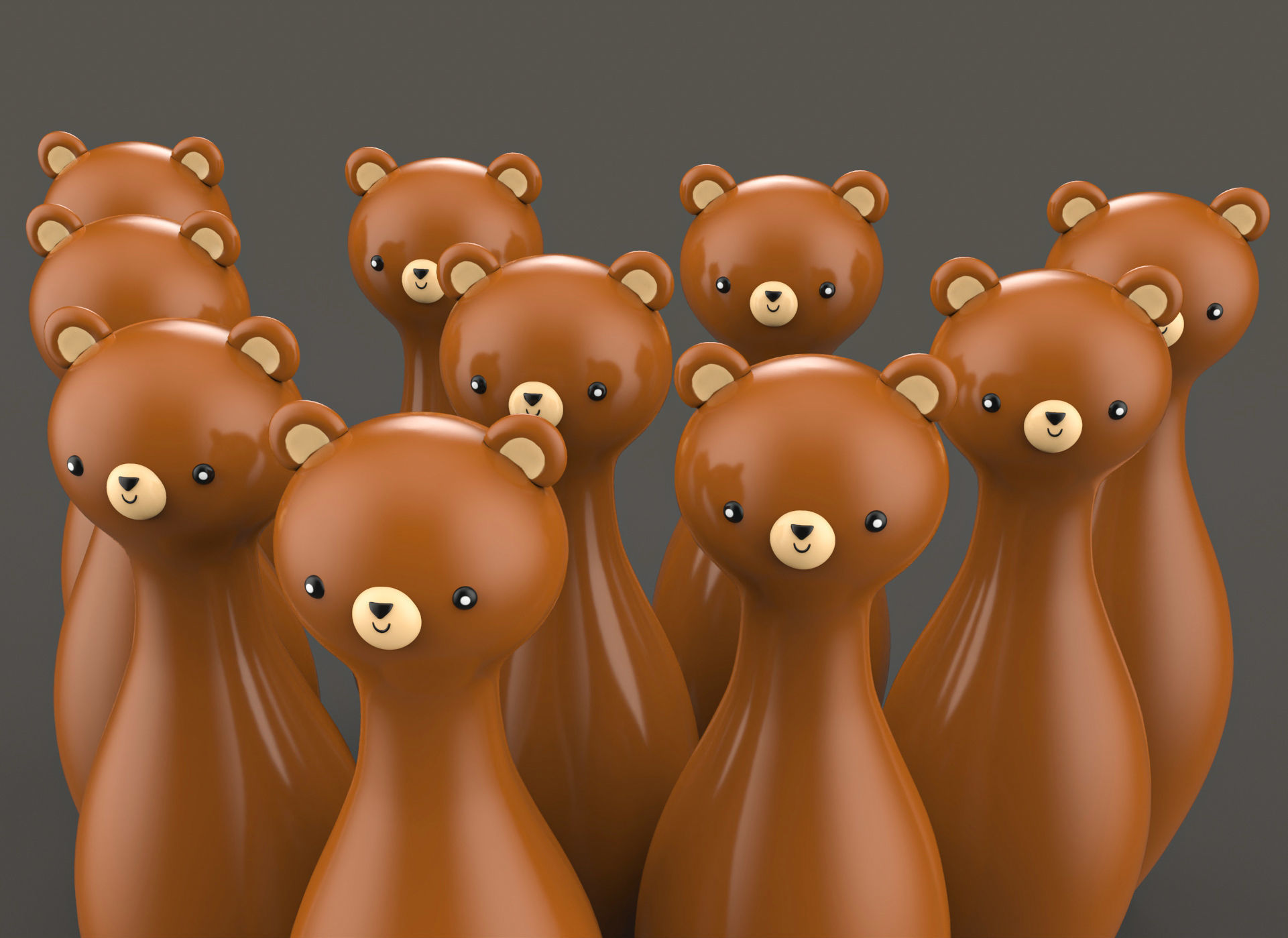 Cartoon Bear Bowling And Ball Bowling Low-poly 3D model_5
