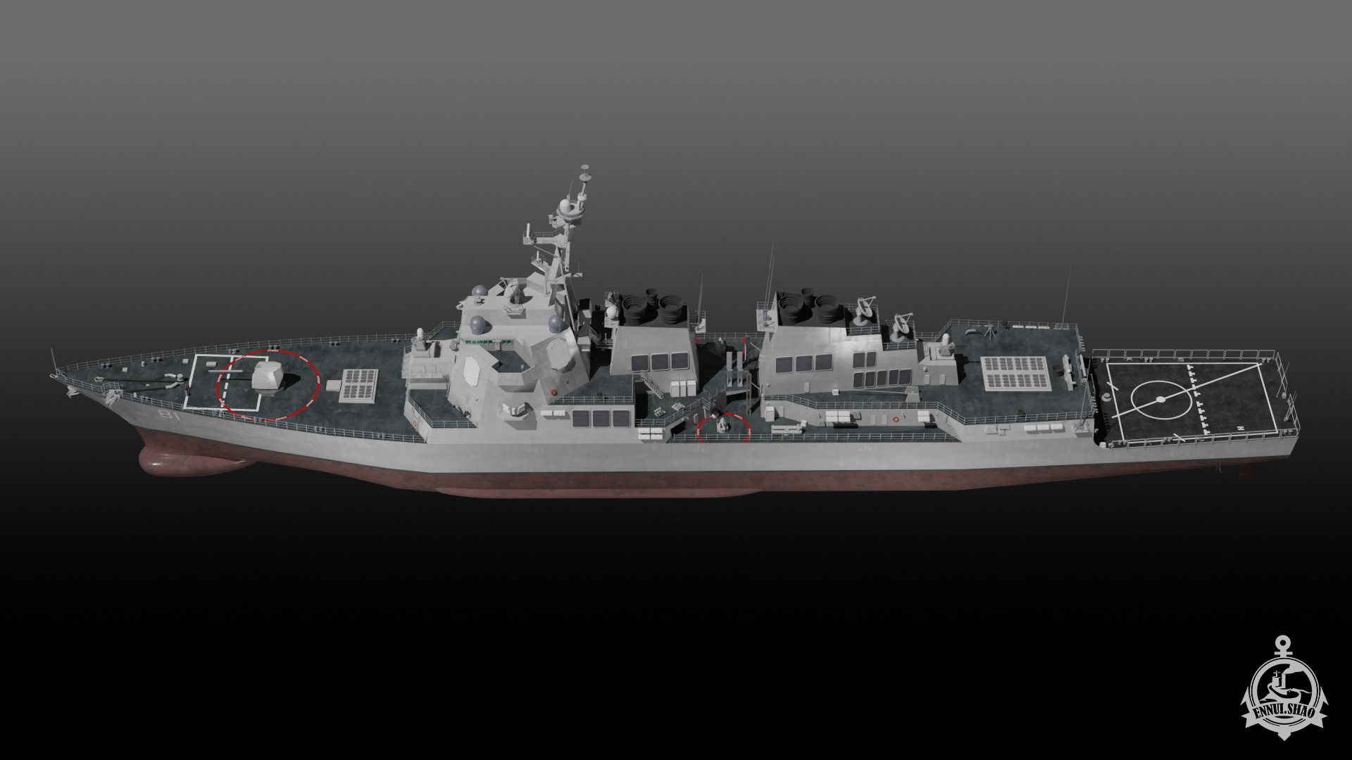 USS Winston S Churchill Arleigh Burke Flight IIA 3D model_10