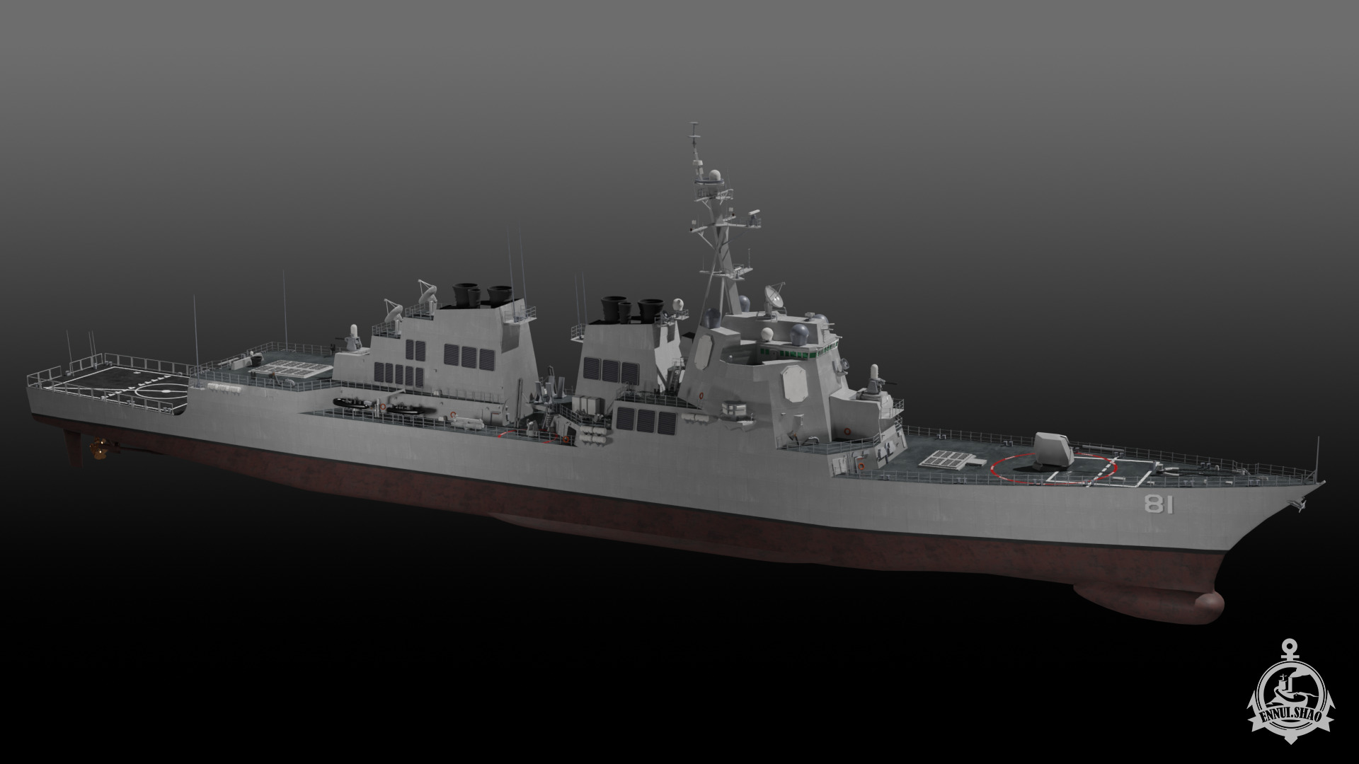 USS Winston S Churchill Arleigh Burke Flight IIA 3D model_5