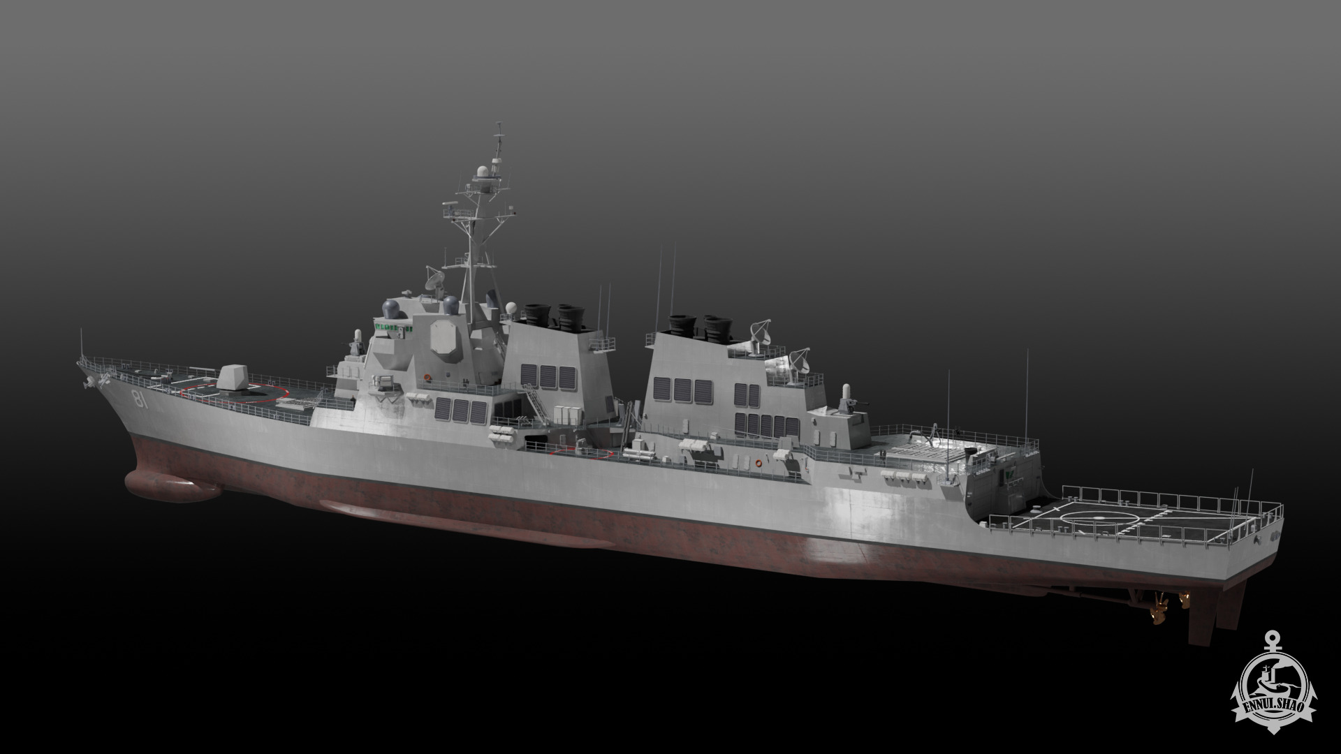 USS Winston S Churchill Arleigh Burke Flight IIA 3D model_9