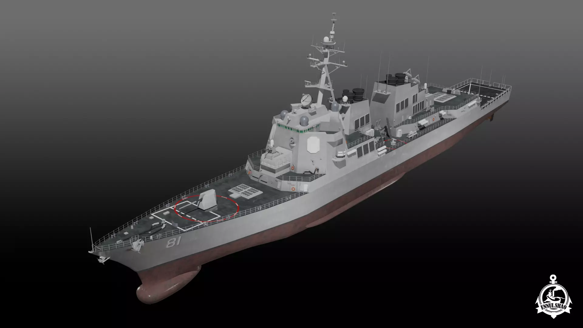 USS Winston S Churchill Arleigh Burke Flight IIA gameready Low-poly 3D model