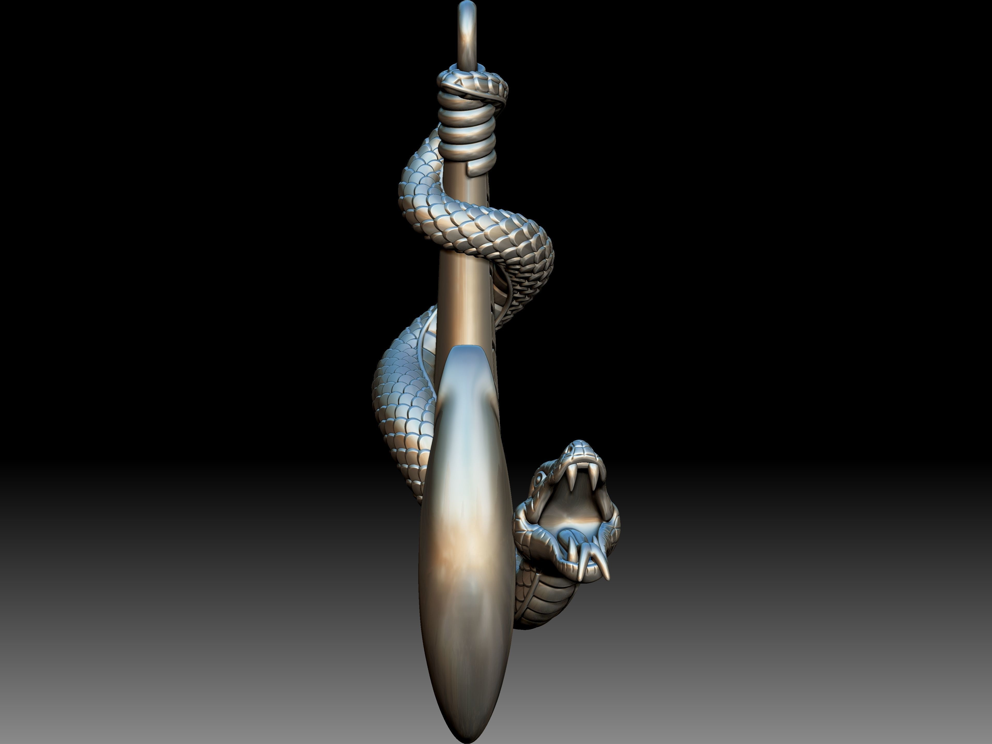 Anchor Snake Pendant 3D print model_1